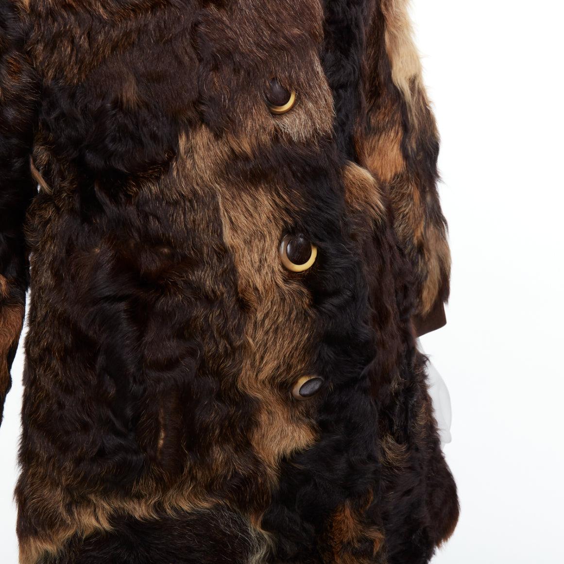 FRYLANE PARIS mixed texture brown genuine fur large button front leather coat
Reference: PYCN/A00135
Brand: Frylane Paris
Material: Fur
Color: Brown
Pattern: Solid
Closure: Button
Lining: Brown Fabric
Made in: France

CONDITION:
Condition: Fair,