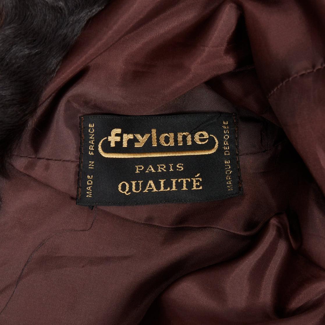 FRYLANE PARIS mixed texture brown genuine fur large button front leather coat For Sale 4