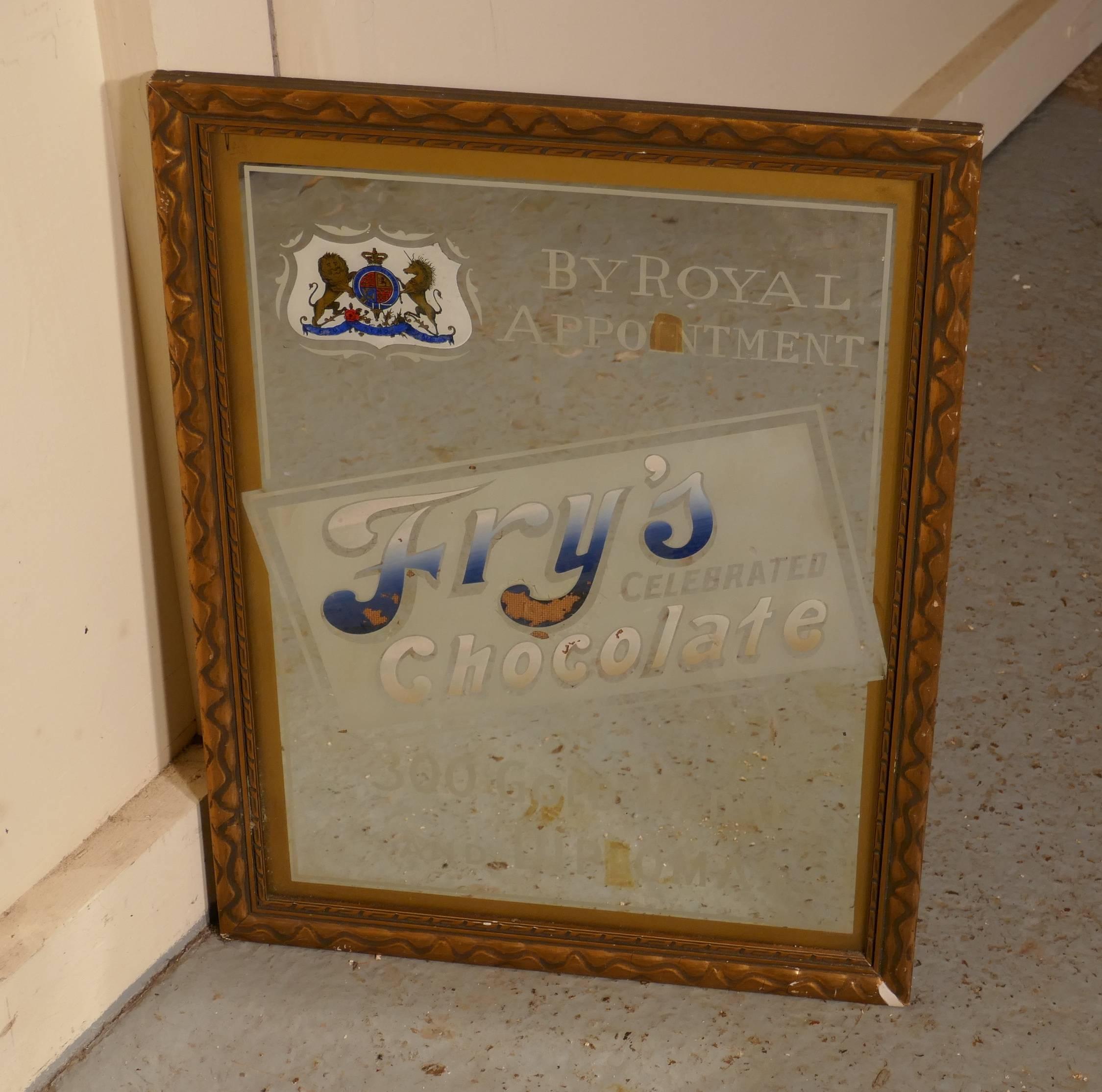 Miroir publicitaire célèbre en forme de chocolat de Fry's, réalisé sur commande royale État moyen - En vente à Godshill, Isle of Wight