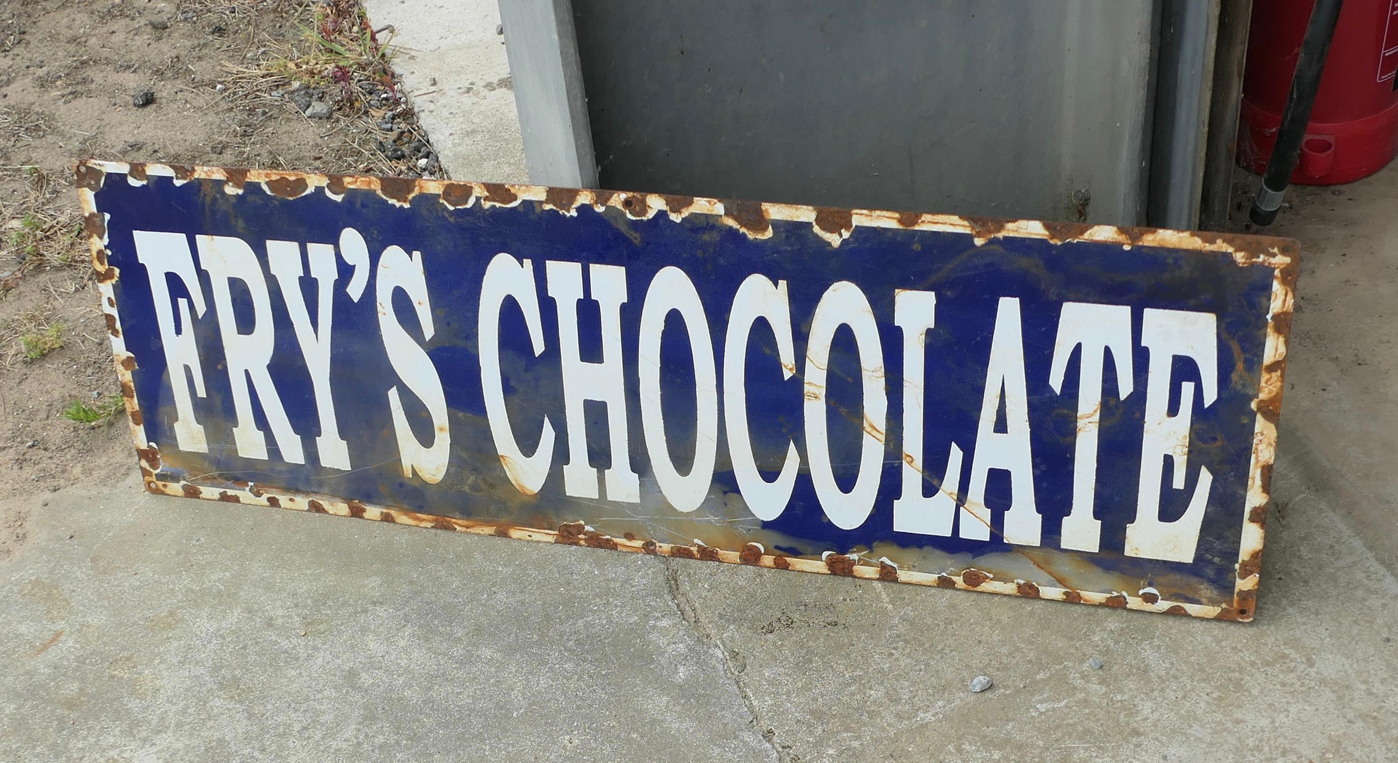 Arte popolare Insegna smaltata di cioccolato Fry's in vendita