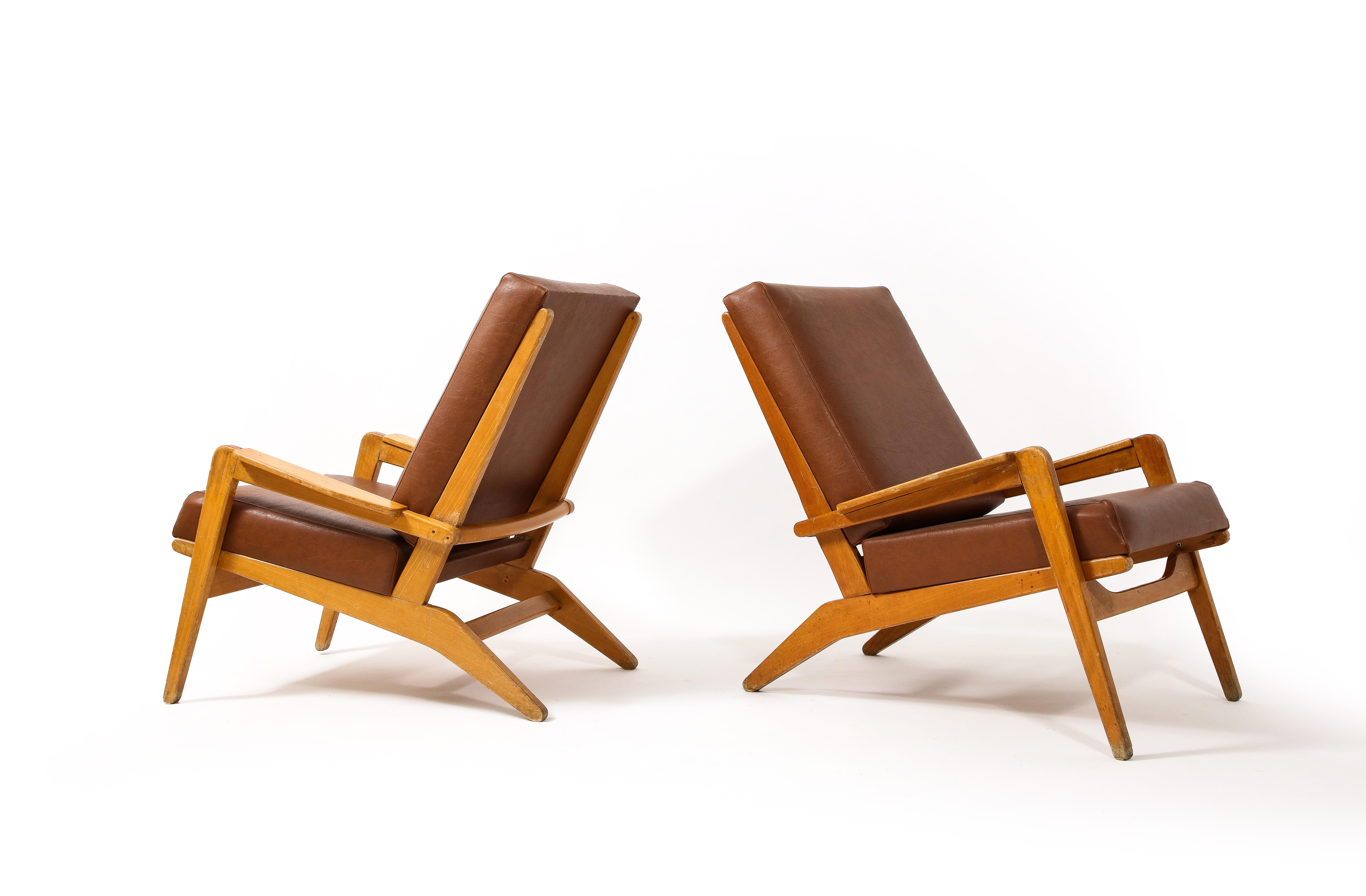 French FS 105 Loungers by Pierre Guariche, France 1950 For Sale