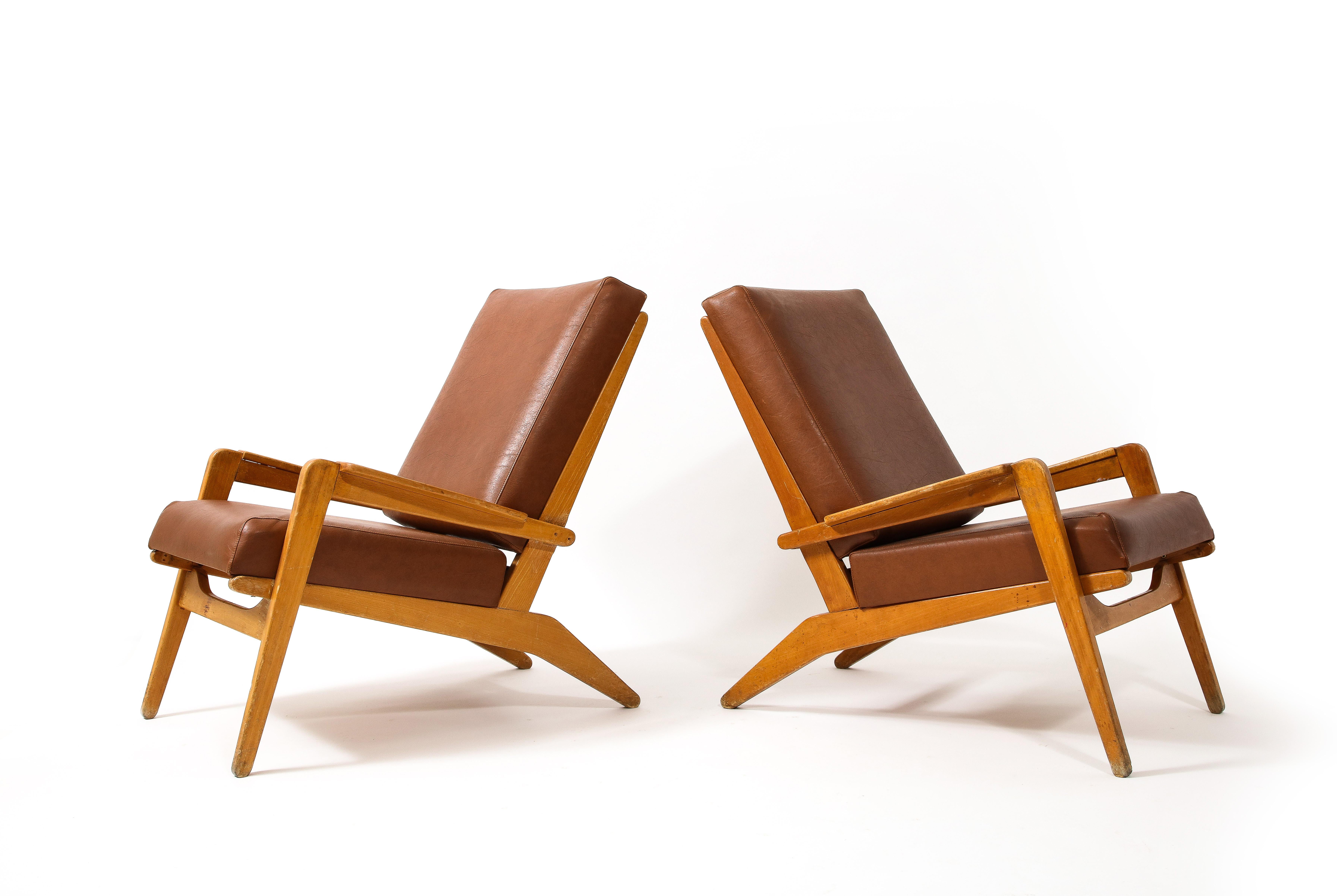 FS 105 Loungers by Pierre Guariche, France 1950 In Good Condition For Sale In New York, NY