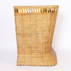 FS Flores Collection Midcentury Style Tropical Woven Reed Bar