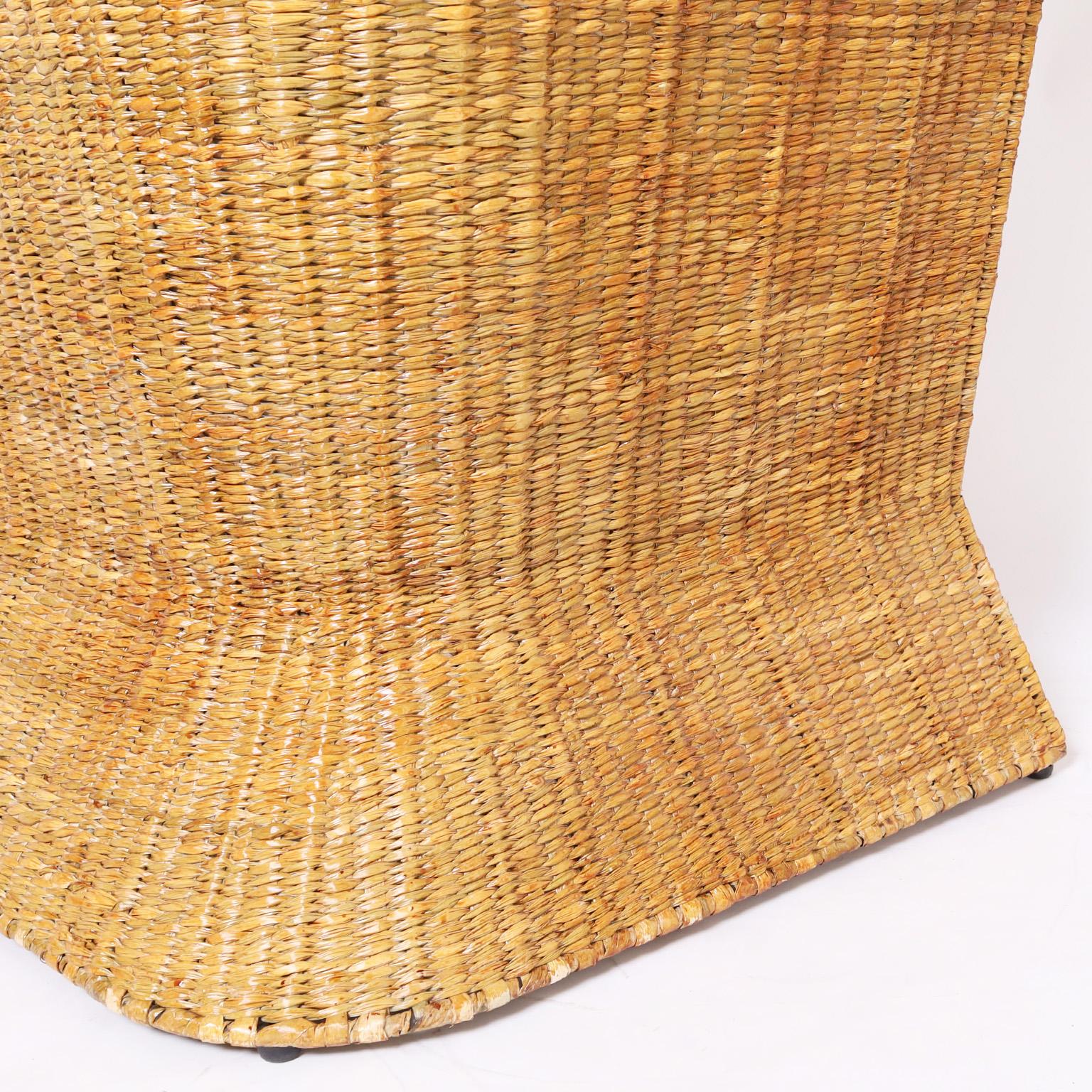 FS Flores Collection Midcentury Style Tropical Woven Reed Bar  For Sale 1