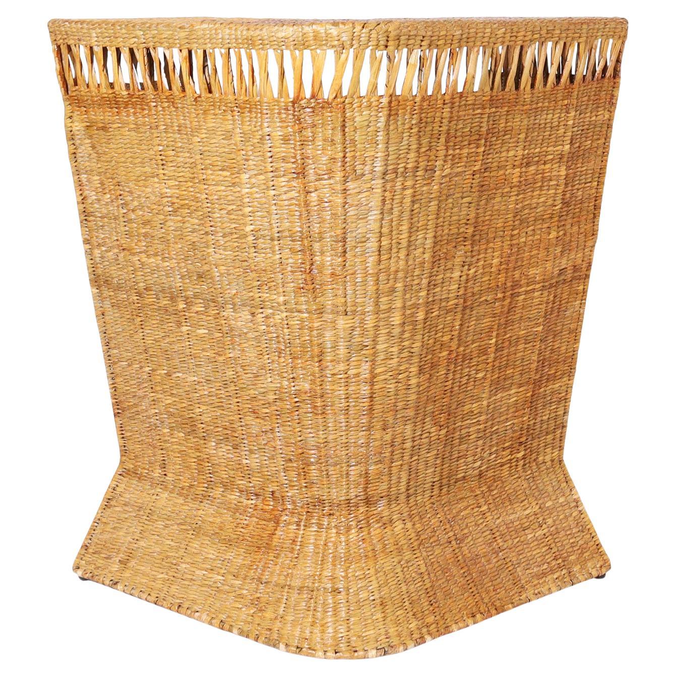 FS Flores Collection Midcentury Style Tropical Woven Reed Bar  For Sale