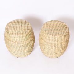 FS Flores Collection Pair of Woven Reed Garden Seats