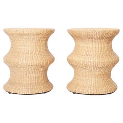 Fs Flores Collection Pair of Woven Reed Midcentury Style Stands