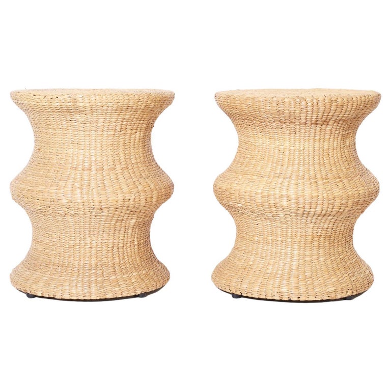 Fs Flores Collection Pair of Woven Reed Midcentury Style Stands For ...
