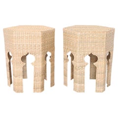 FS Flores Collection Pair of Woven Reed Moorish Style Stands or Tables