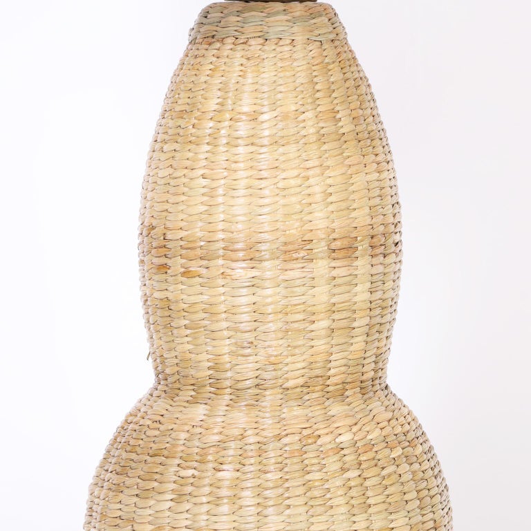 FS Flores Collection Pair of Woven Reed Table Lamps For Sale at 1stDibs