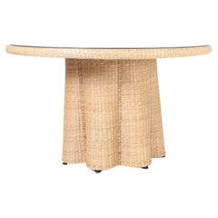 FS Flores Collection Wicker Dining Table with a Ghost Drapery Base