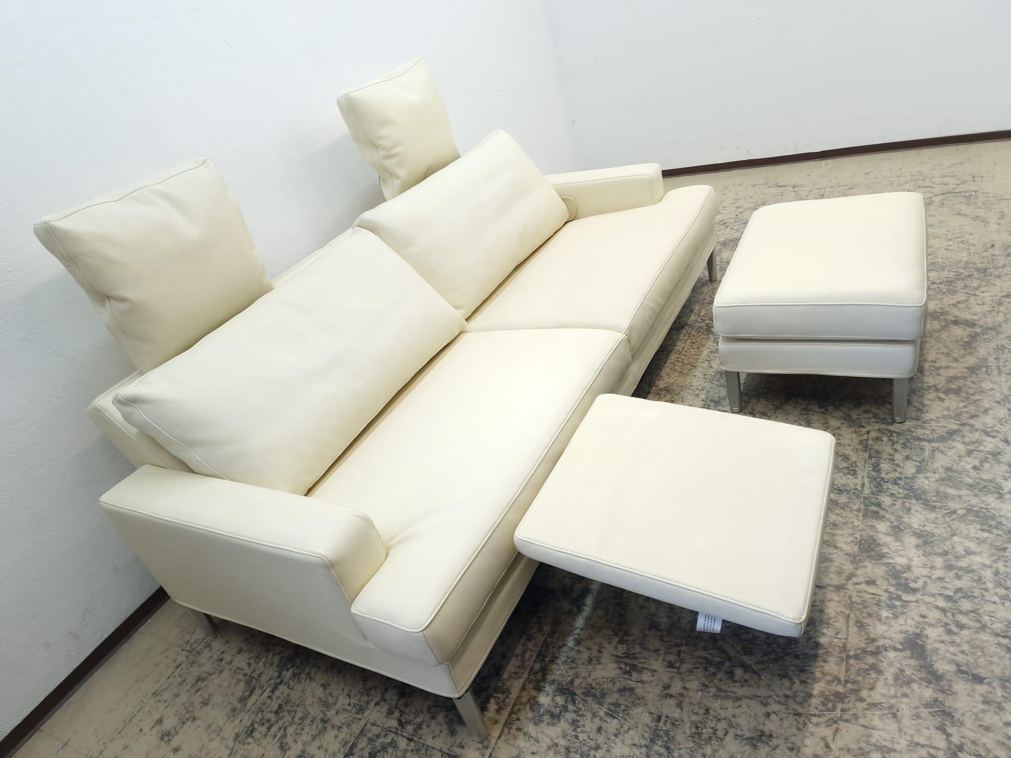 Fsm Clarus Designersofa Hocker Funktionssofa Ledersofa Creme Couch De sede For Sale 4