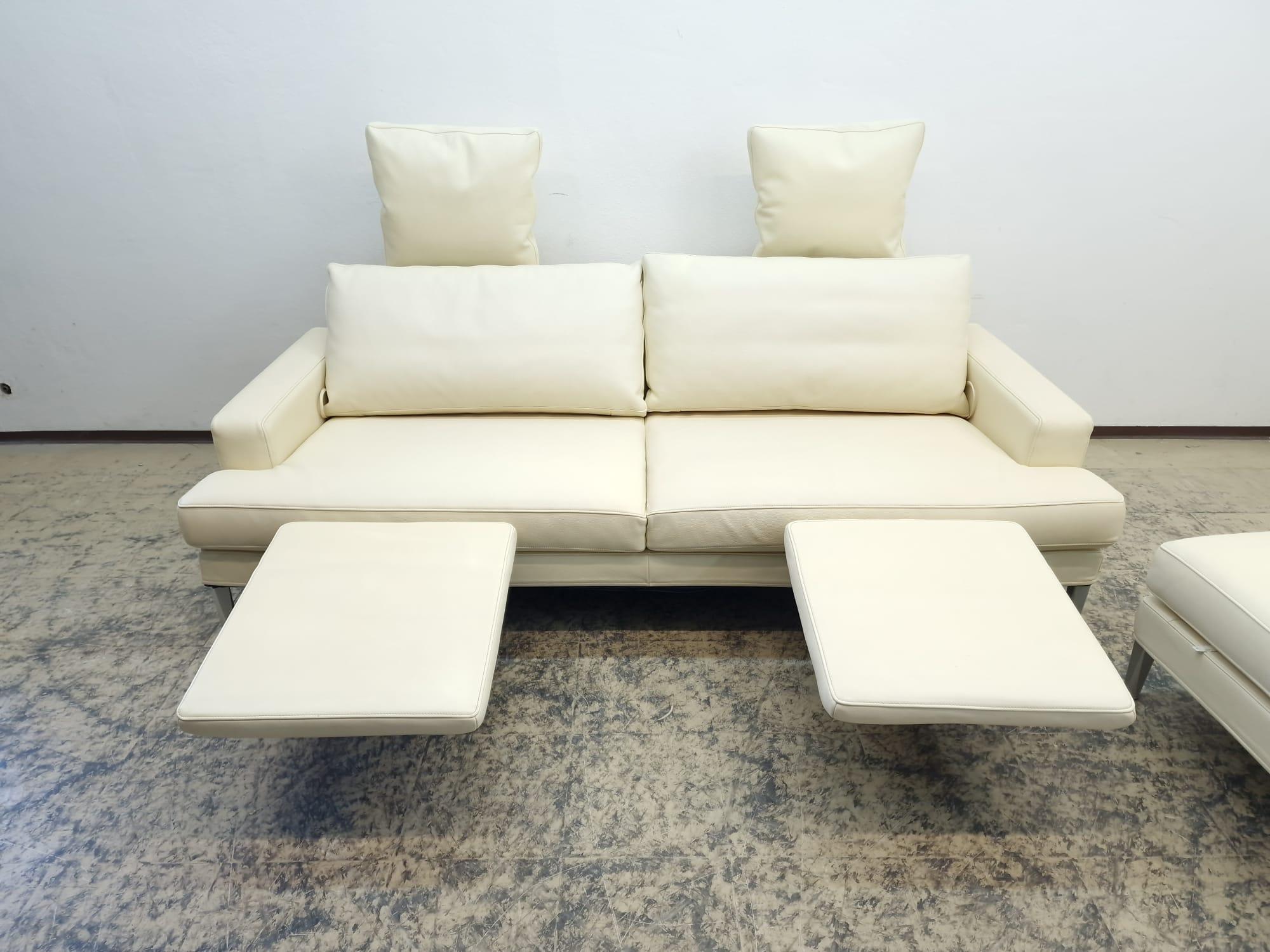 Fsm Clarus Designersofa Hocker Funktionssofa Ledersofa Creme Couch De sede For Sale 5