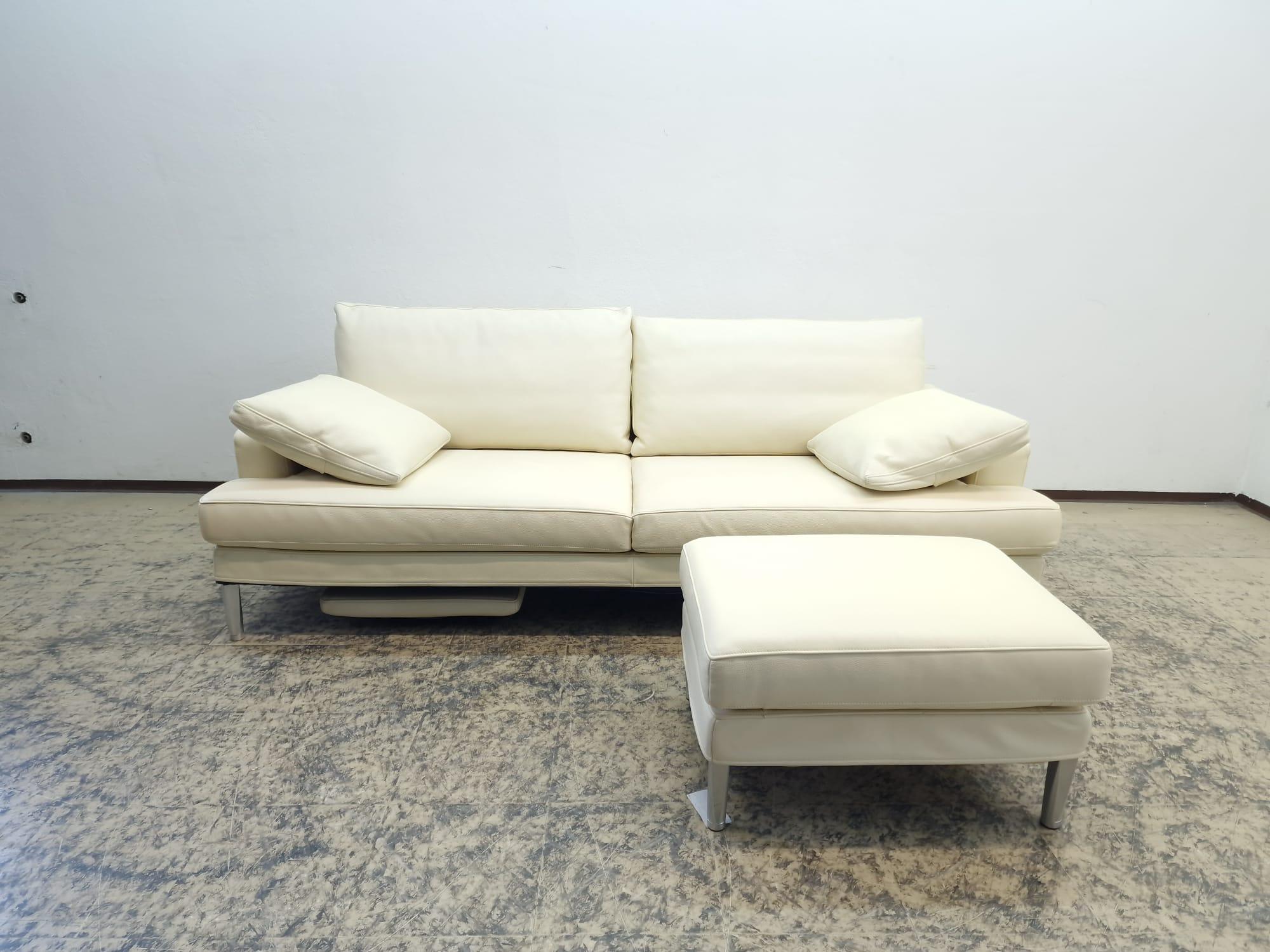 Fsm Clarus Designersofa Hocker Funktionssofa Ledersofa Creme Couch De sede For Sale 7