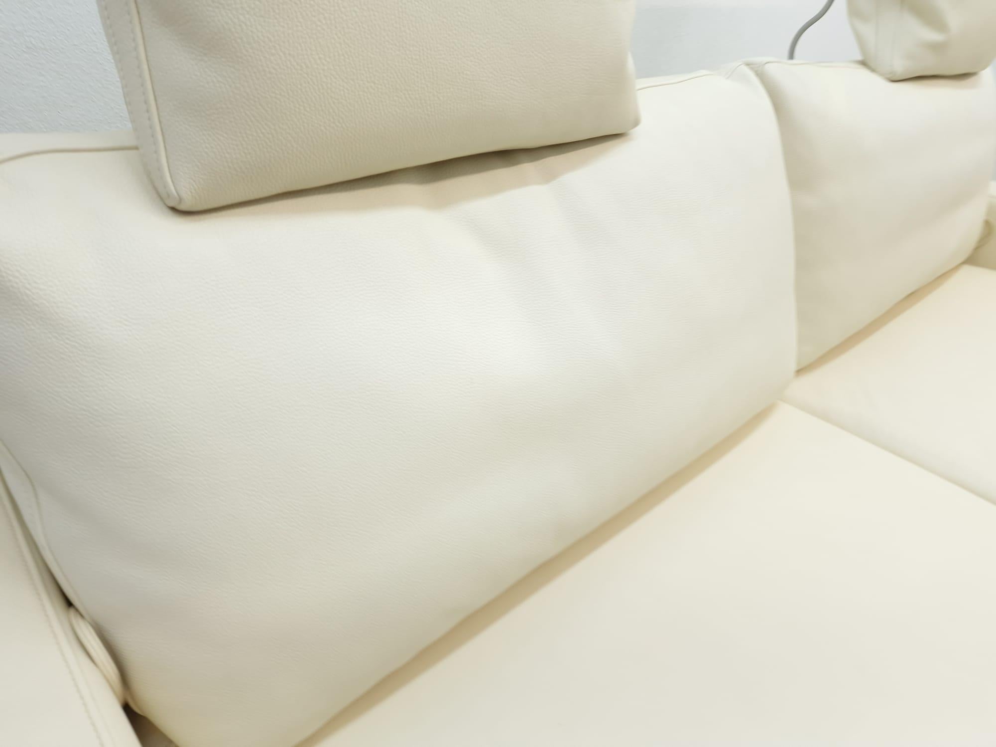 Fsm Clarus Designersofa Hocker Funktionssofa Ledersofa Creme Couch De sede In Excellent Condition For Sale In Garching a. d. Alz, DE