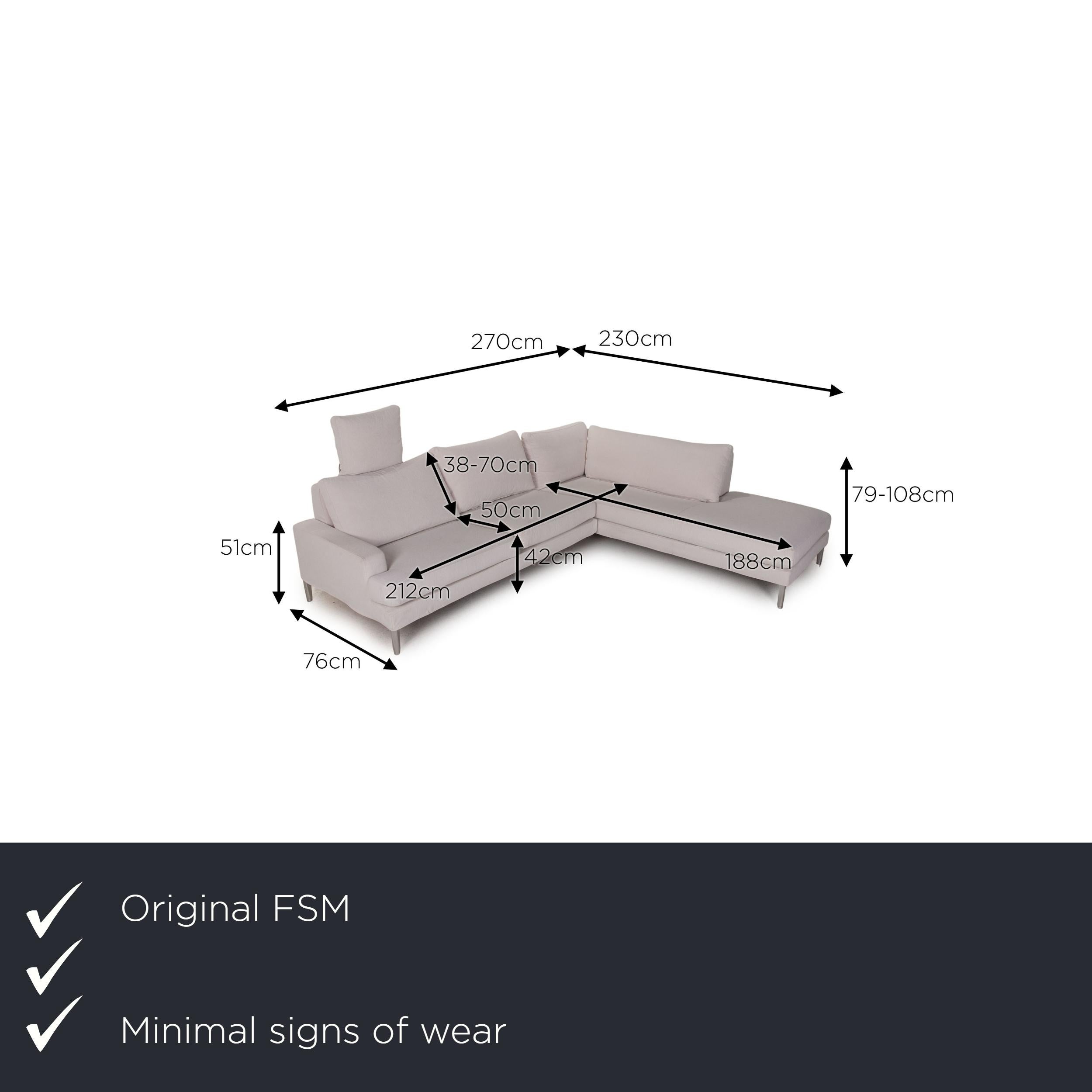 We present to you a FSM Clarus fabric sofa cream corner sofa couch.

Product measurements in centimeters:

depth: 76
width: 270
height: 79
seat height: 42
rest height: 51
seat depth: 50
seat width: 212
back height: 38.

 