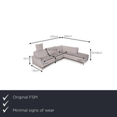 FSM Clarus Fabric Sofa Cream Corner Sofa Couch