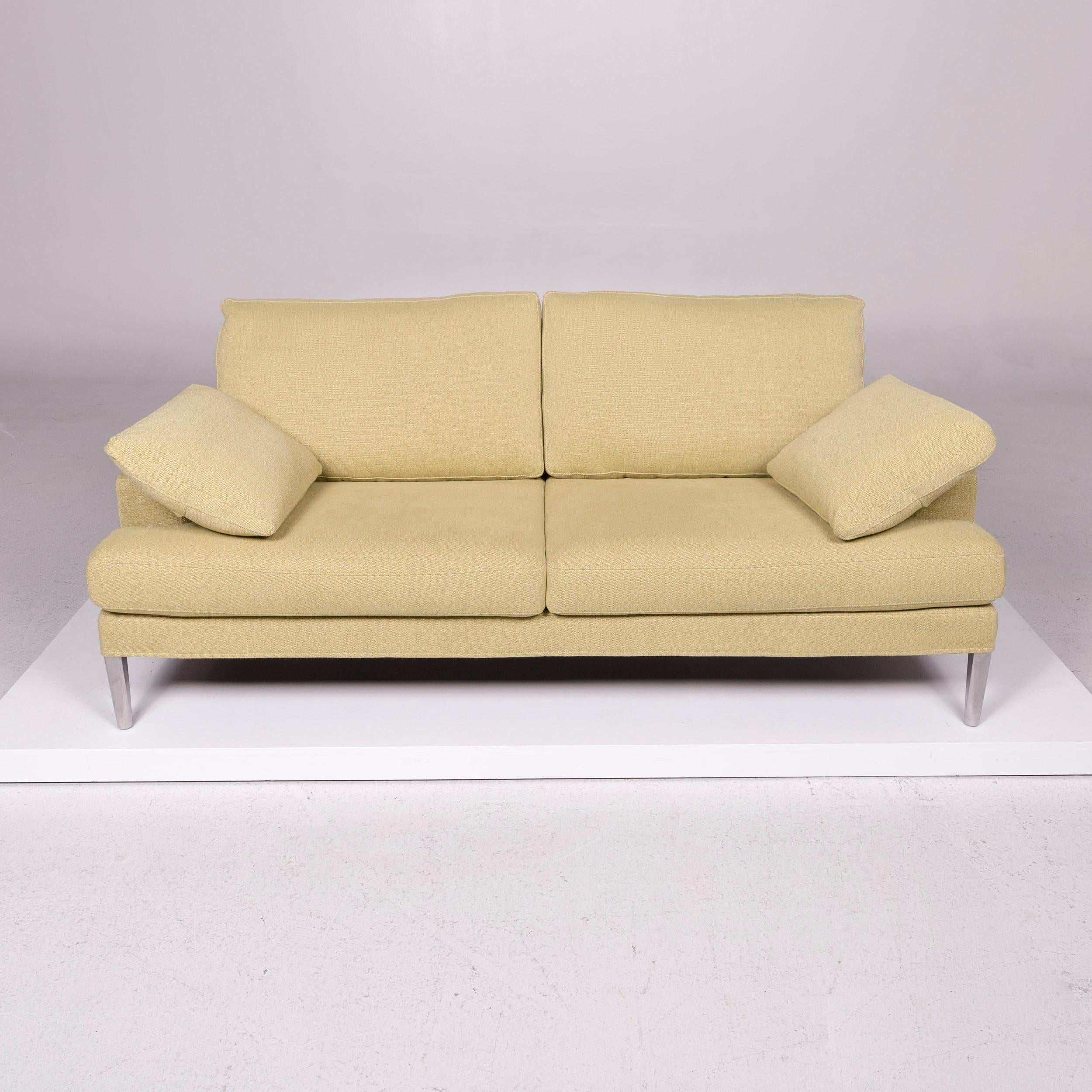Swiss FSM Clarus Fabric Sofa Yellow Lemon Yellow Two-Seat Couch