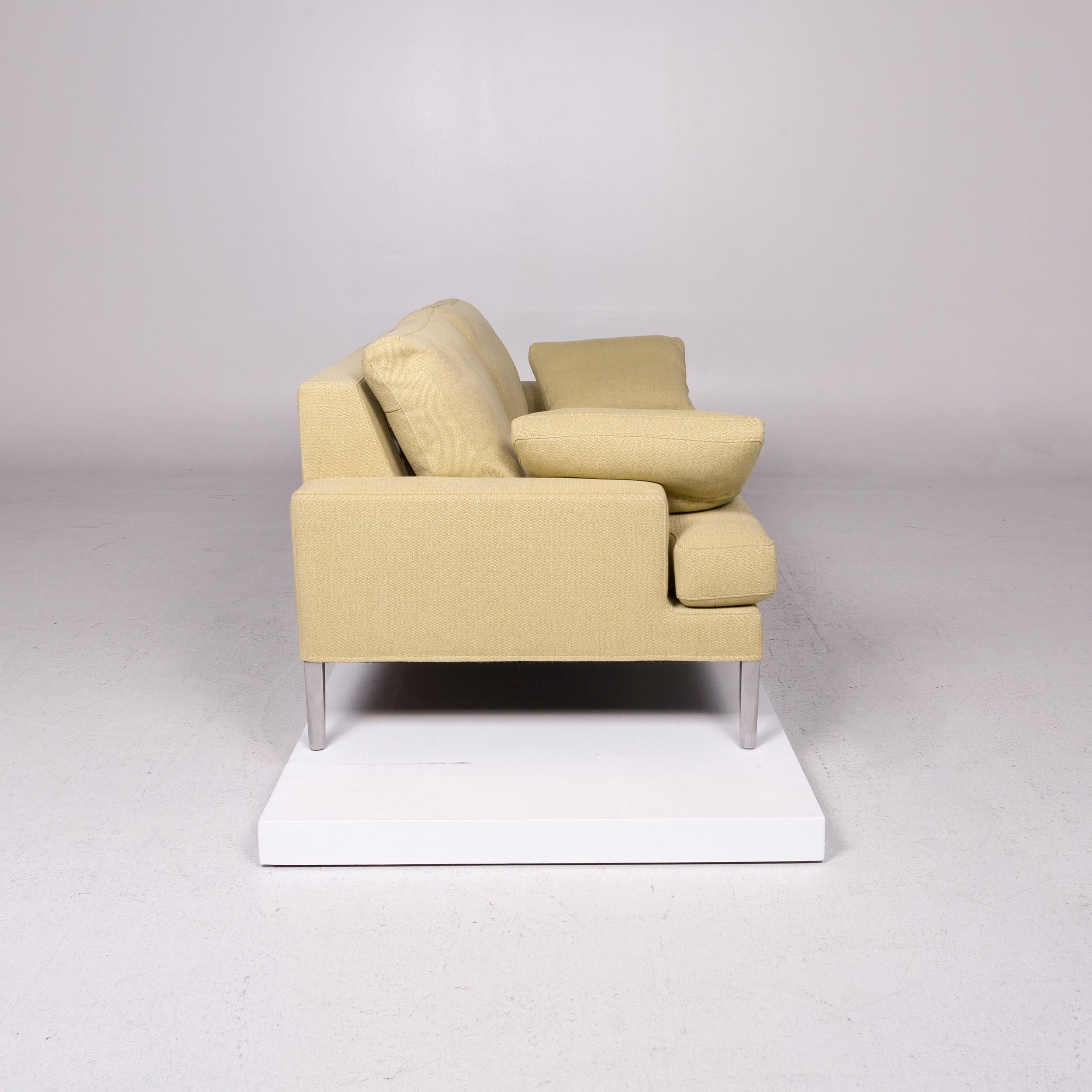 FSM Clarus Fabric Sofa Yellow Lemon Yellow Two-Seat Couch In Excellent Condition In Cologne, DE