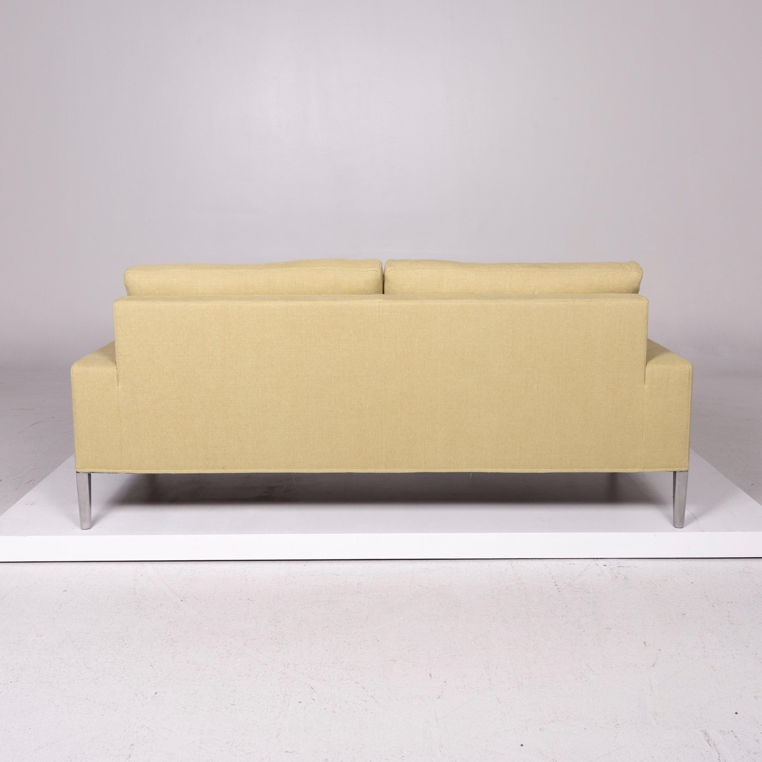Contemporary FSM Clarus Fabric Sofa Yellow Lemon Yellow Two-Seat Couch