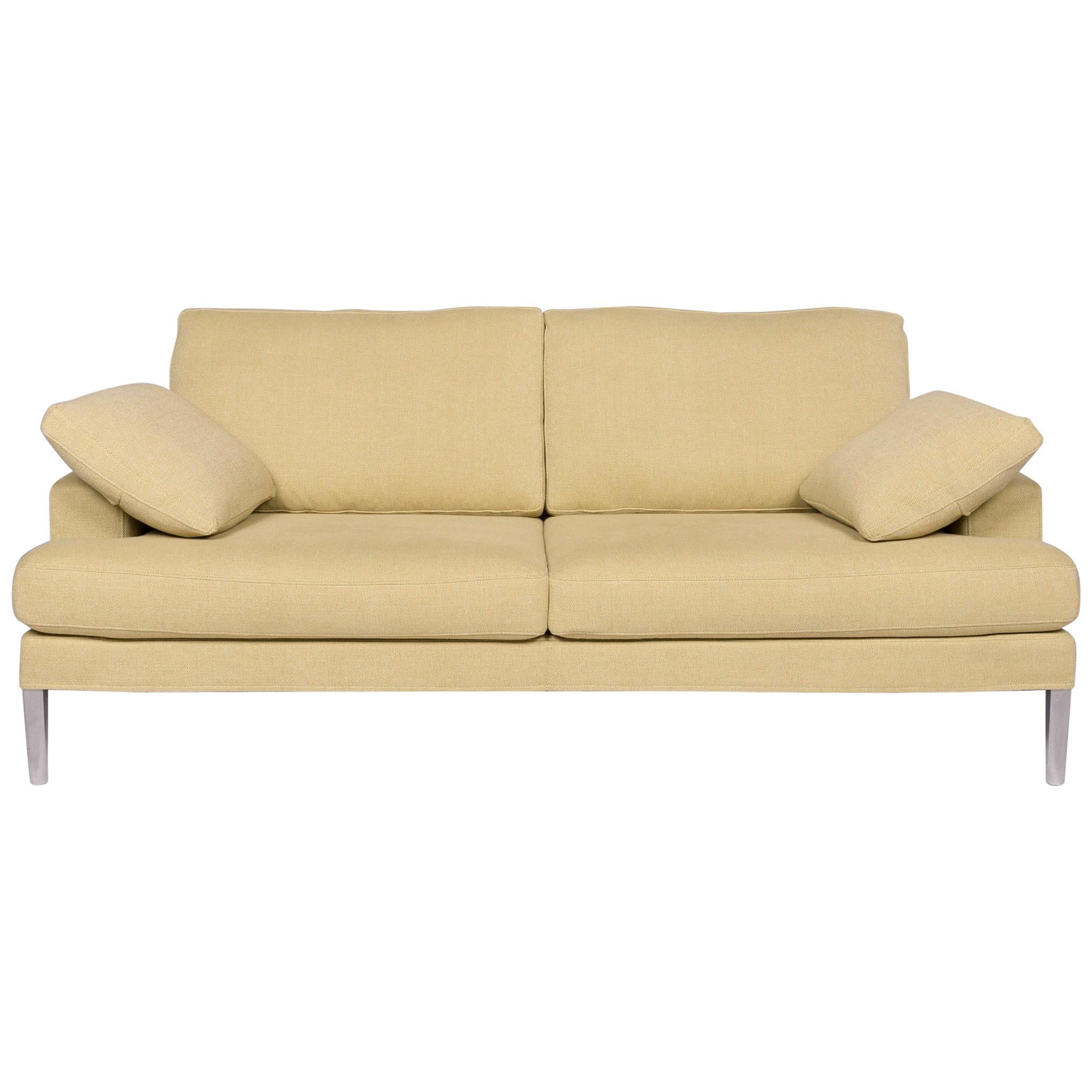 FSM Clarus Fabric Sofa Yellow Lemon Yellow Two-Seat Couch