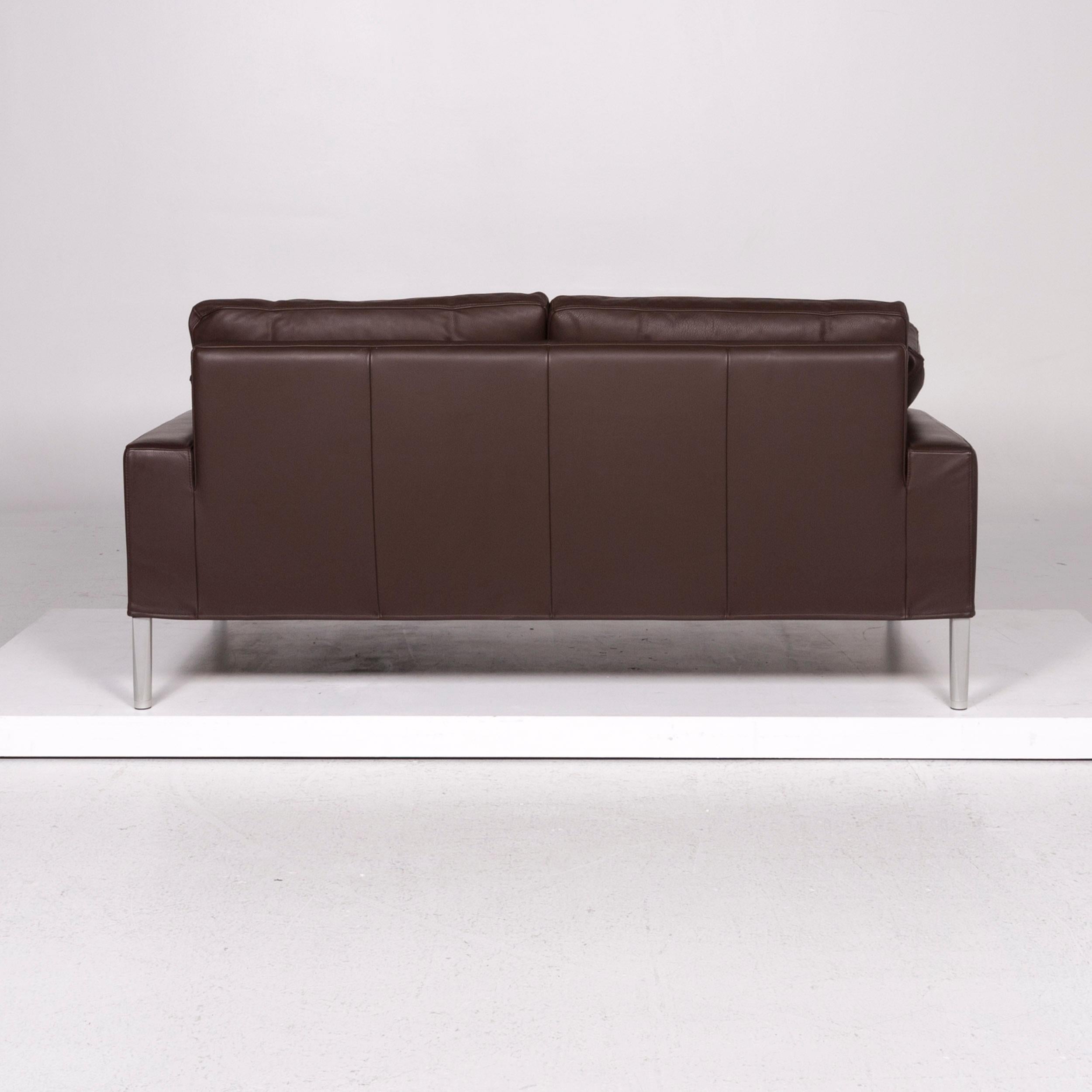 Fsm Clarus Leather Sofa Brown Dark Brown Two-Seater Function Couch 3