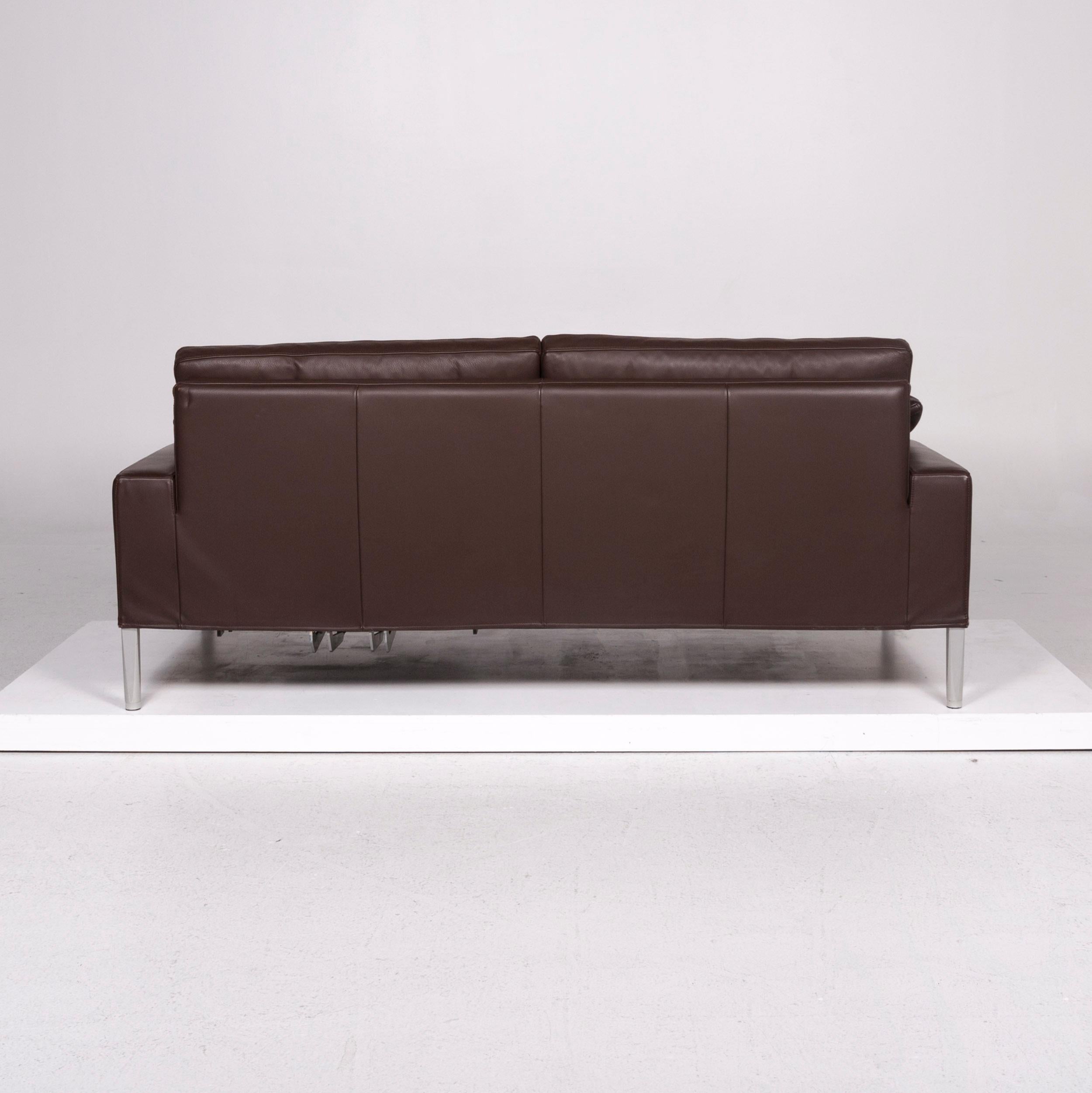 FSM Clarus Leather Sofa Set Brown Dark Brown 1 Three-Seat 1 Two-Seat For Sale 5