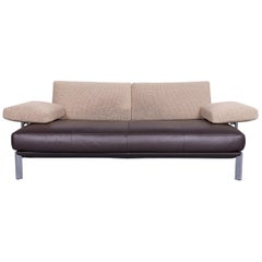 FSM Designer Leather Sofa Brown Three-Seat Couch