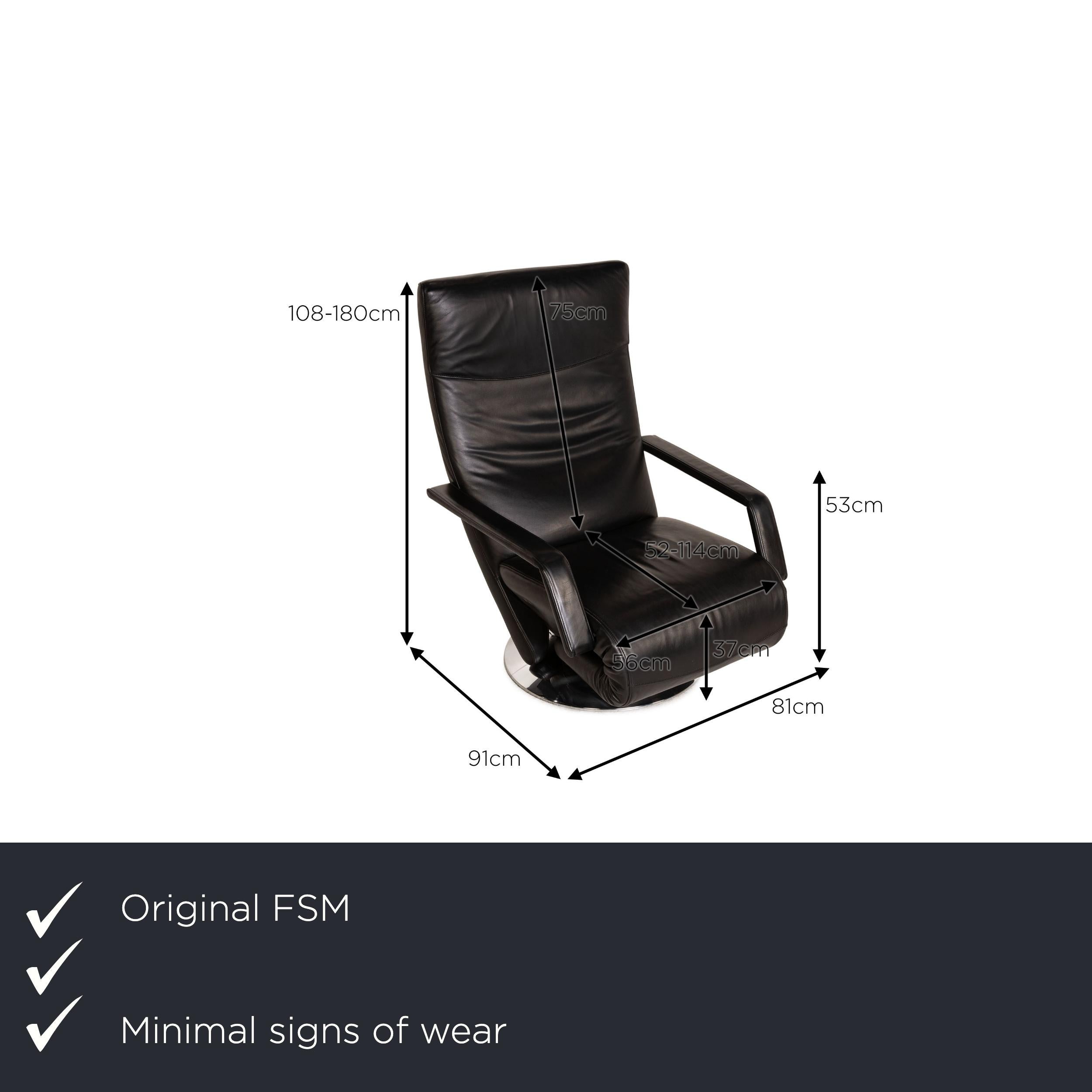 We present to you a FSM Evolo leather armchair black function relax function.

Product measurements in centimeters:

Depth: 91
Width: 81
Height: 108
Seat height: 37
Rest height: 53
Seat depth: 52
Seat width: 56
Back height: 75.

    