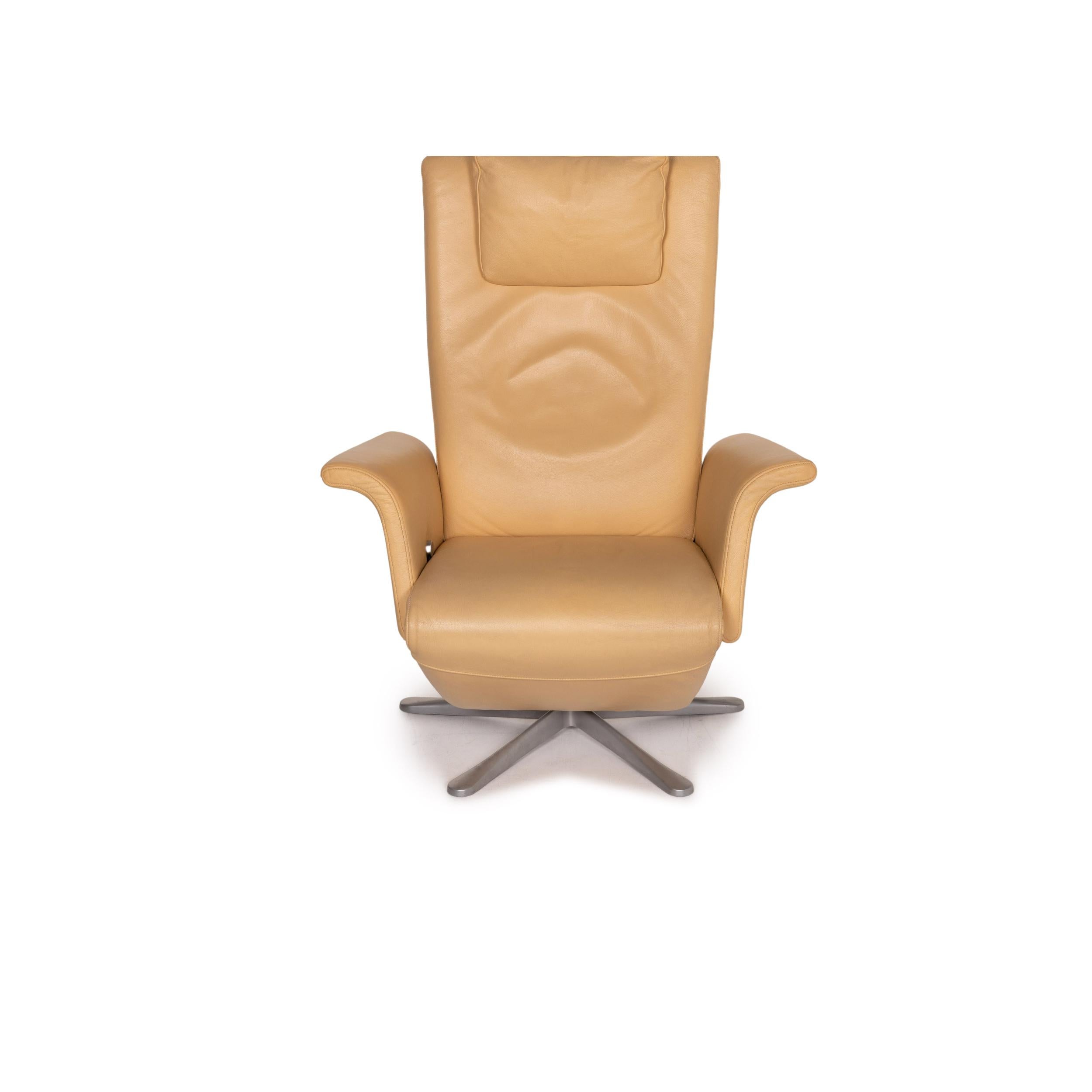FSM Filou Leather Armchair Beige Relaxation Function Relaxation For Sale 3