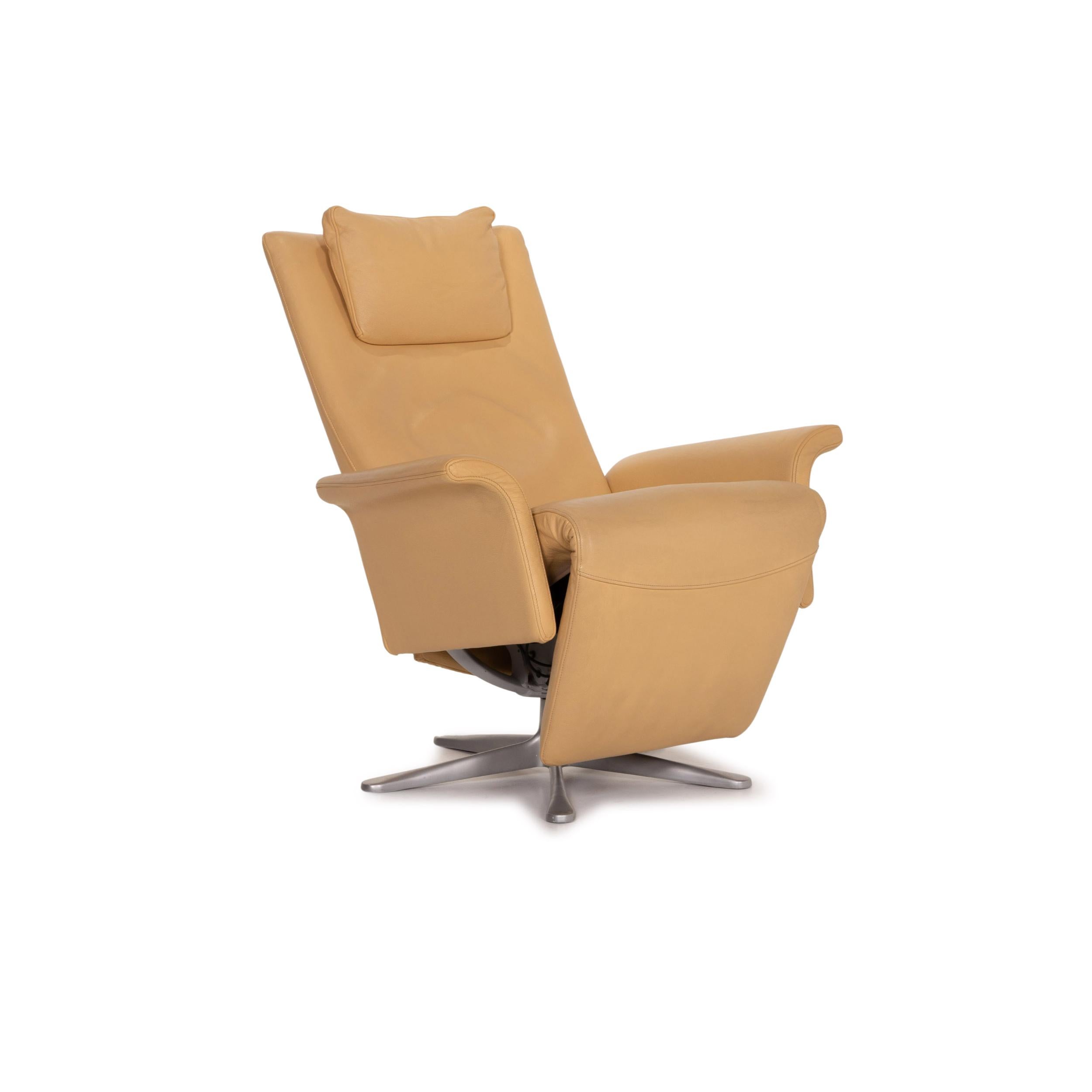 FSM Filou Leather Armchair Beige Relaxation Function Relaxation For Sale 1