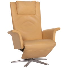 FSM Filou Leather Armchair Beige Relaxation Function Relaxation