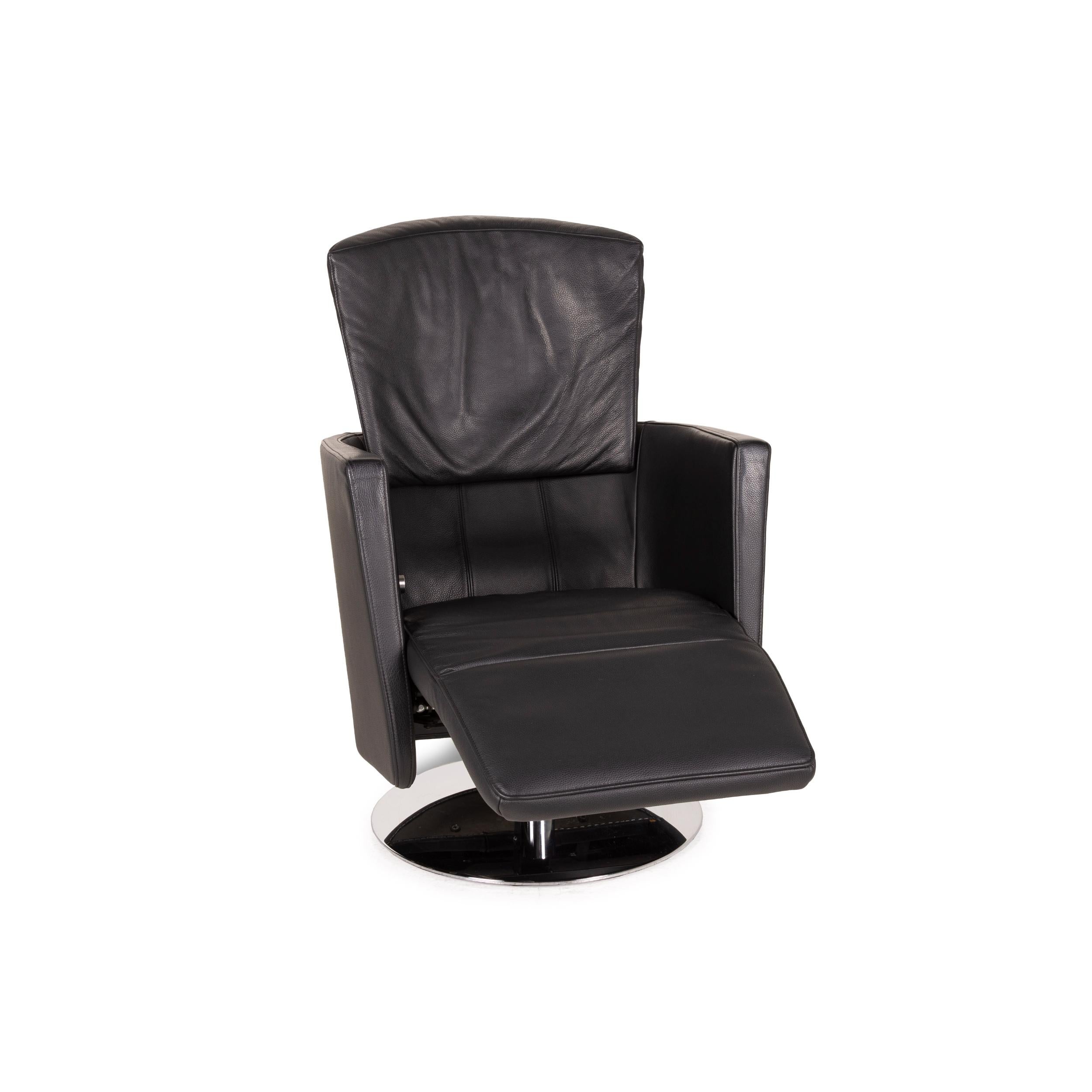 Modern FSM Just Leather Armchair Black Relaxation Function For Sale