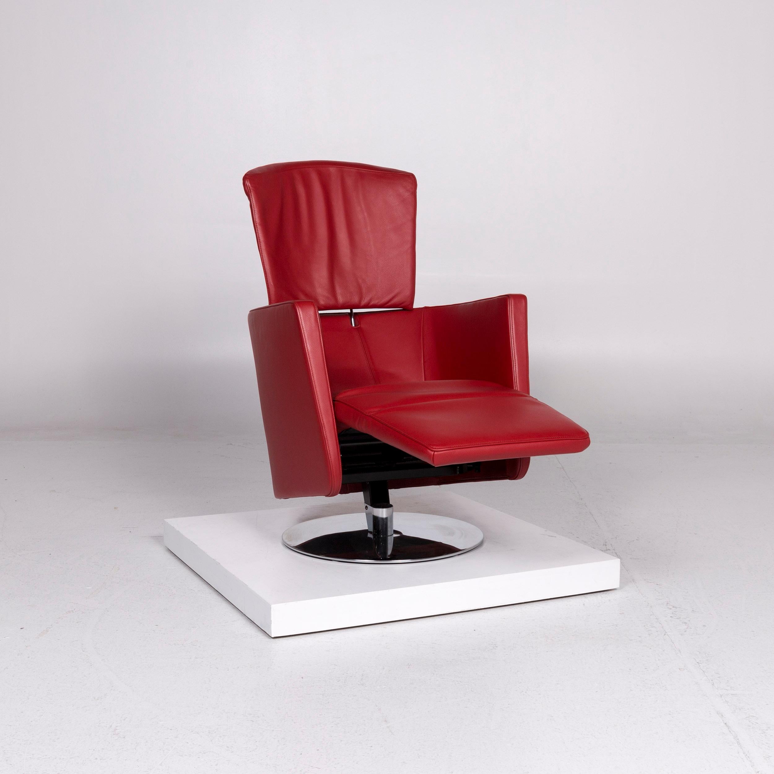 Modern FSM Just Leather Armchair Red Relaxation function For Sale