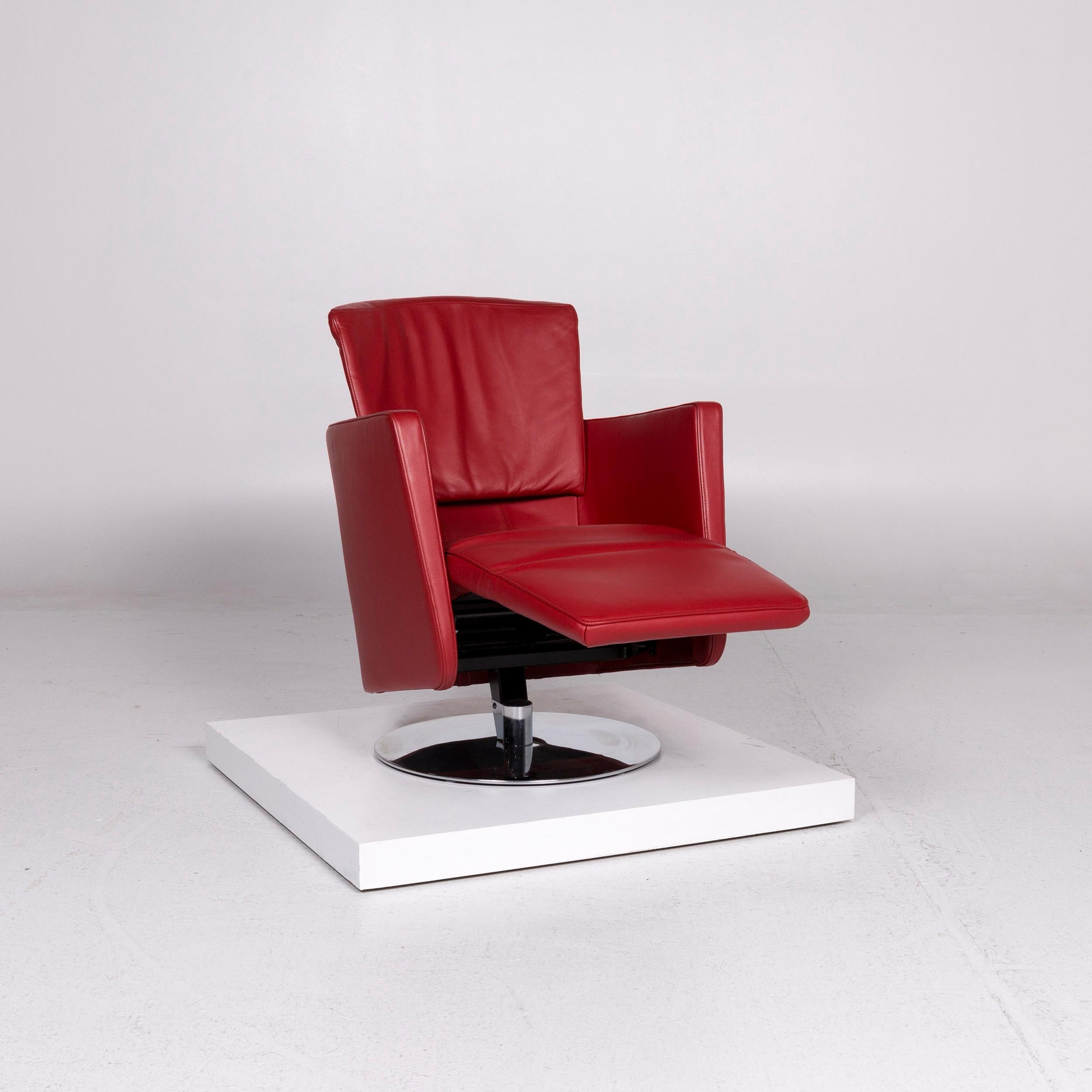 Swiss FSM Just Leather Armchair Red Relaxation function For Sale