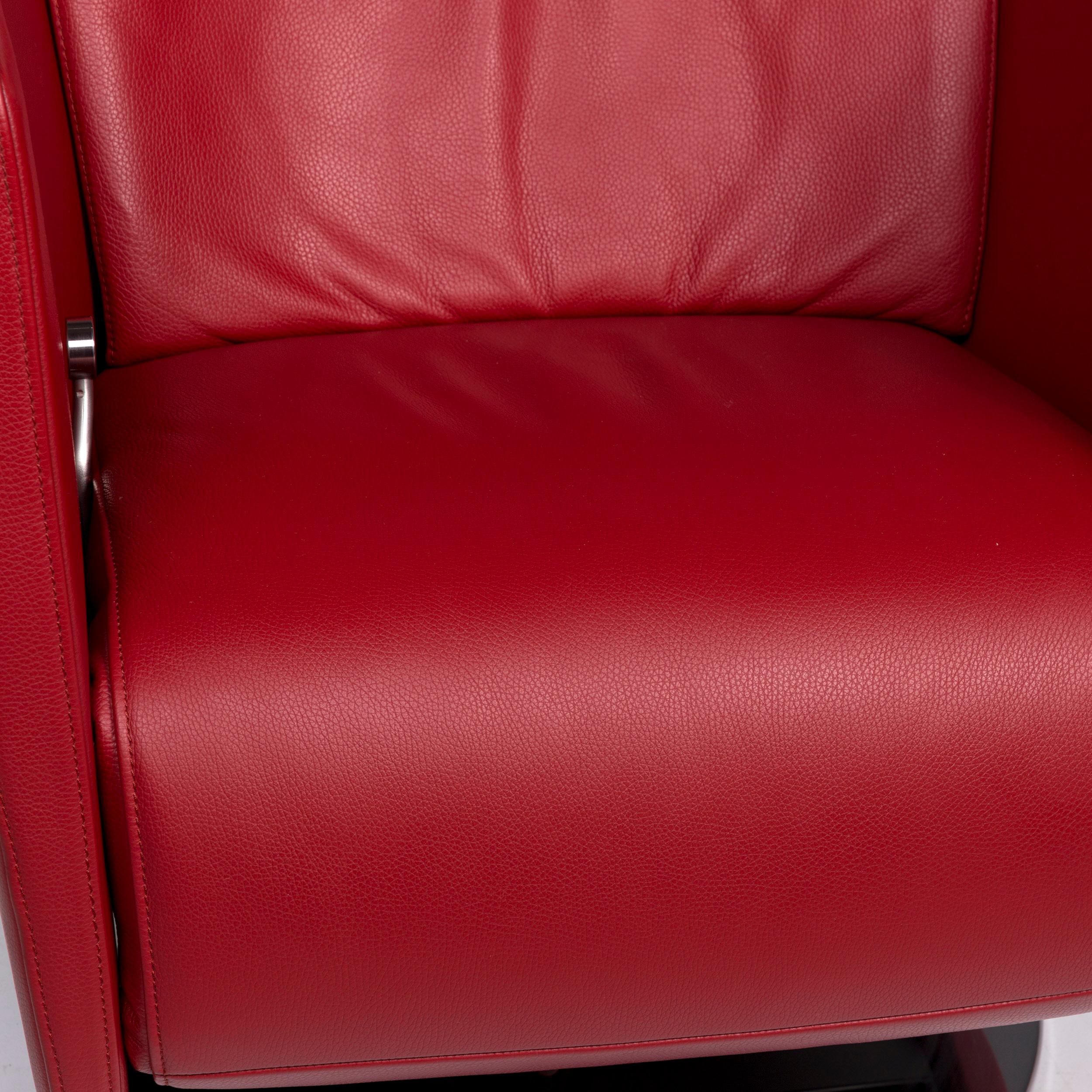 FSM Just Leather Armchair Red Relaxation function In Excellent Condition For Sale In Cologne, DE