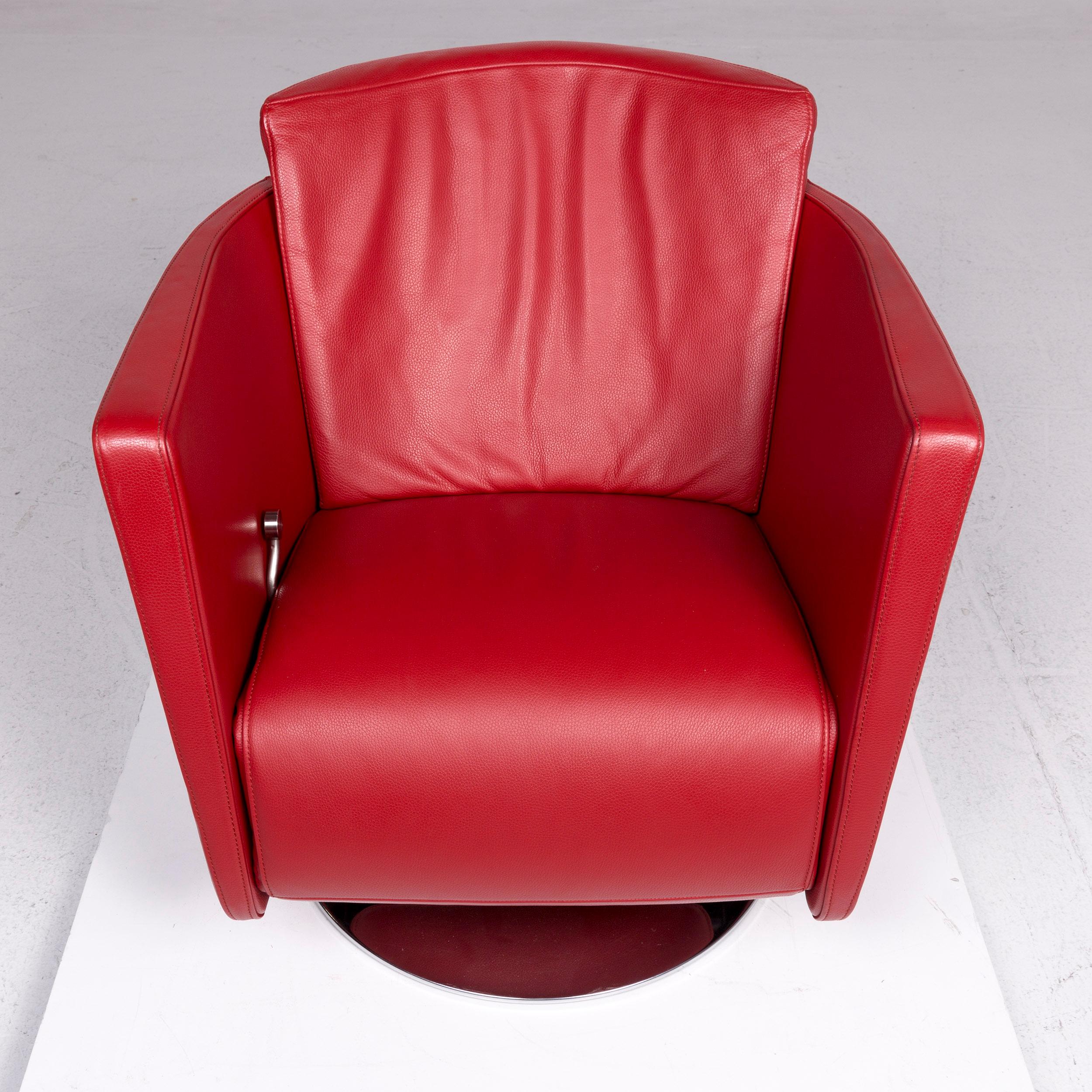 Contemporary FSM Just Leather Armchair Red Relaxation function For Sale