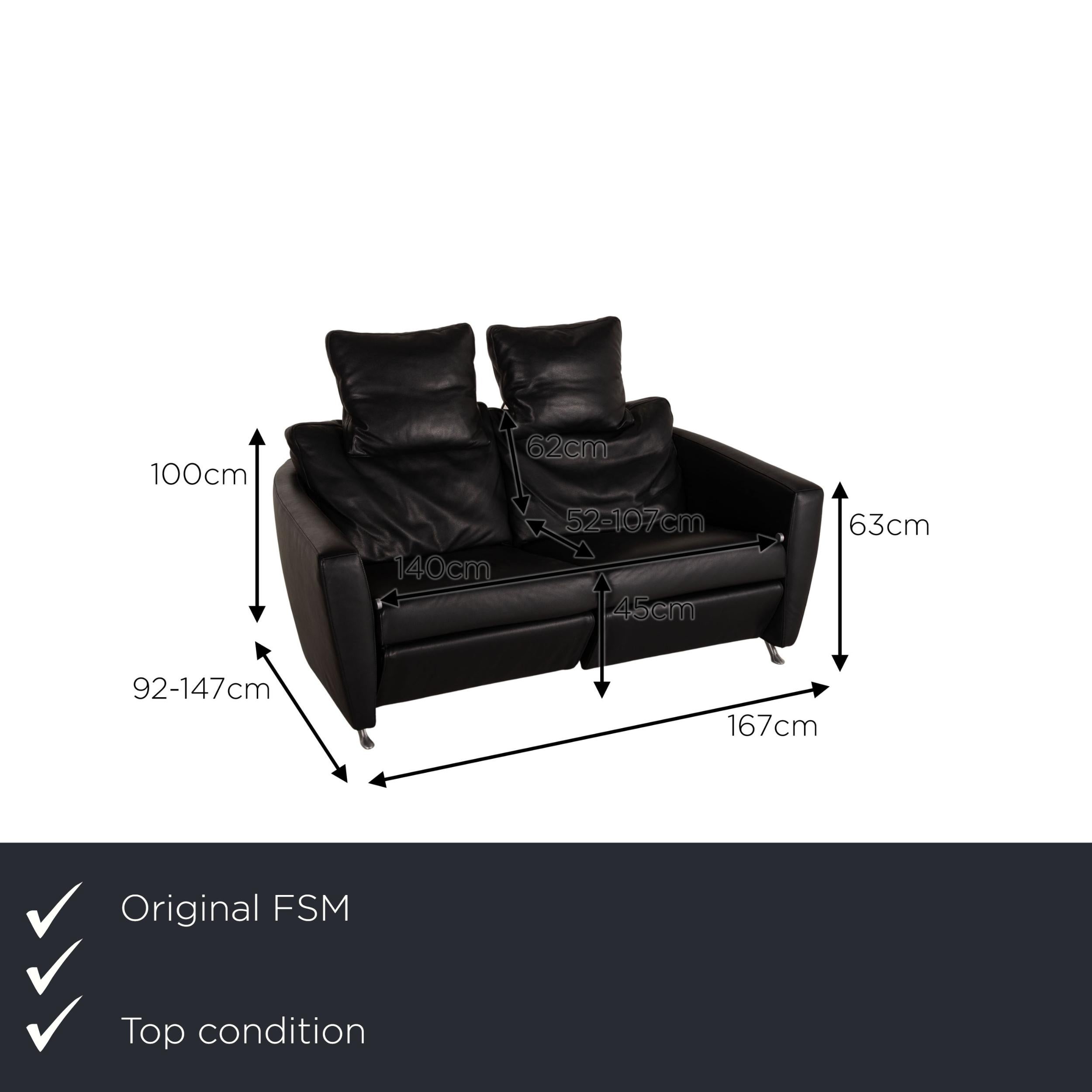 We present to you a FSM Sesam FSM250 / 23 leather sofa black two-seater function incl. Cushion.
 

 Product measurements in centimeters:
 

Depth: 92
Width: 167
Height: 100
Seat height: 45
Rest height: 63
Seat depth: 52
Seat width: