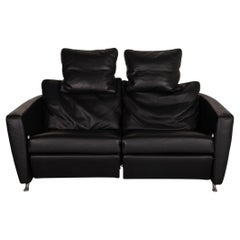 FSM Sesam FSM250 / 23 Leather Sofa Black Two-Seater Function Incl. Cushion