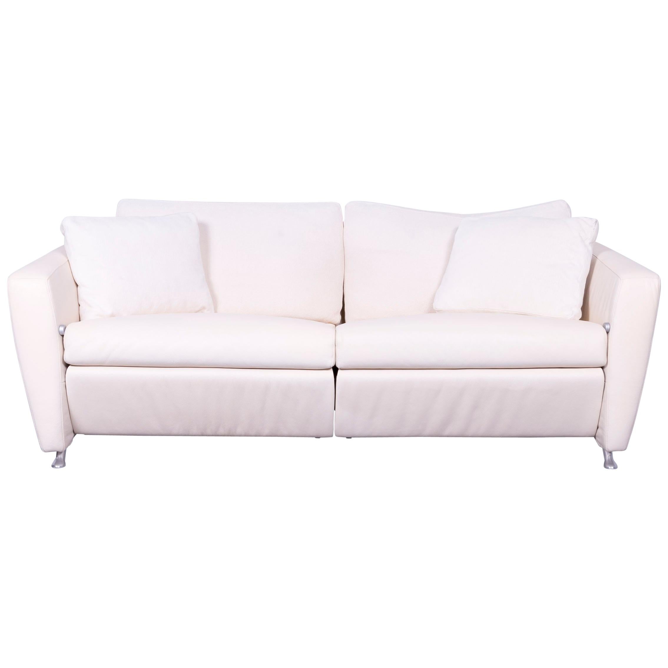 FSM Sesam Leather Sofa Off-White Two-Seat Function For Sale