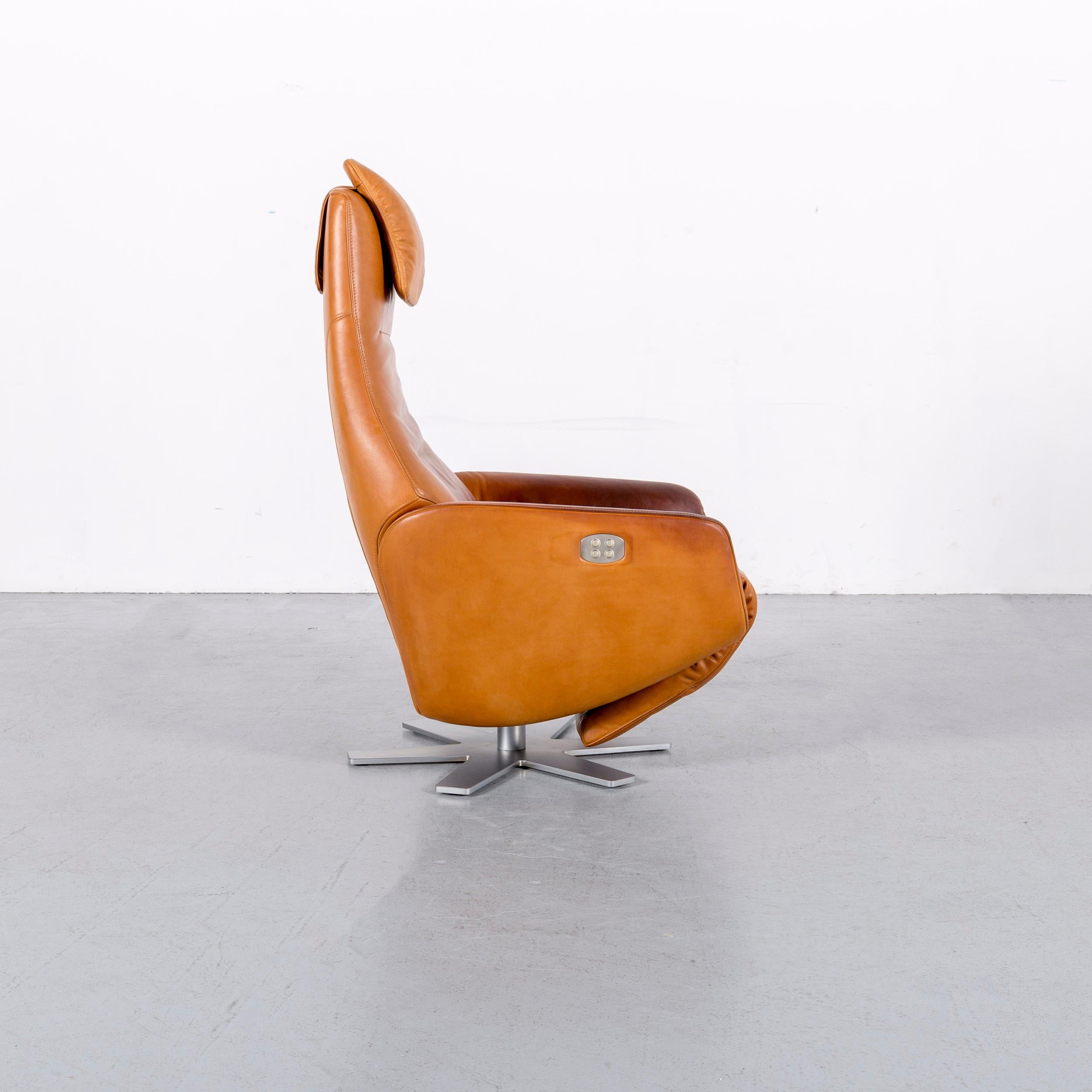 Swiss FSM Skye Designer Leather Armchair Brown One-Seat Recliner TV Chair Relax