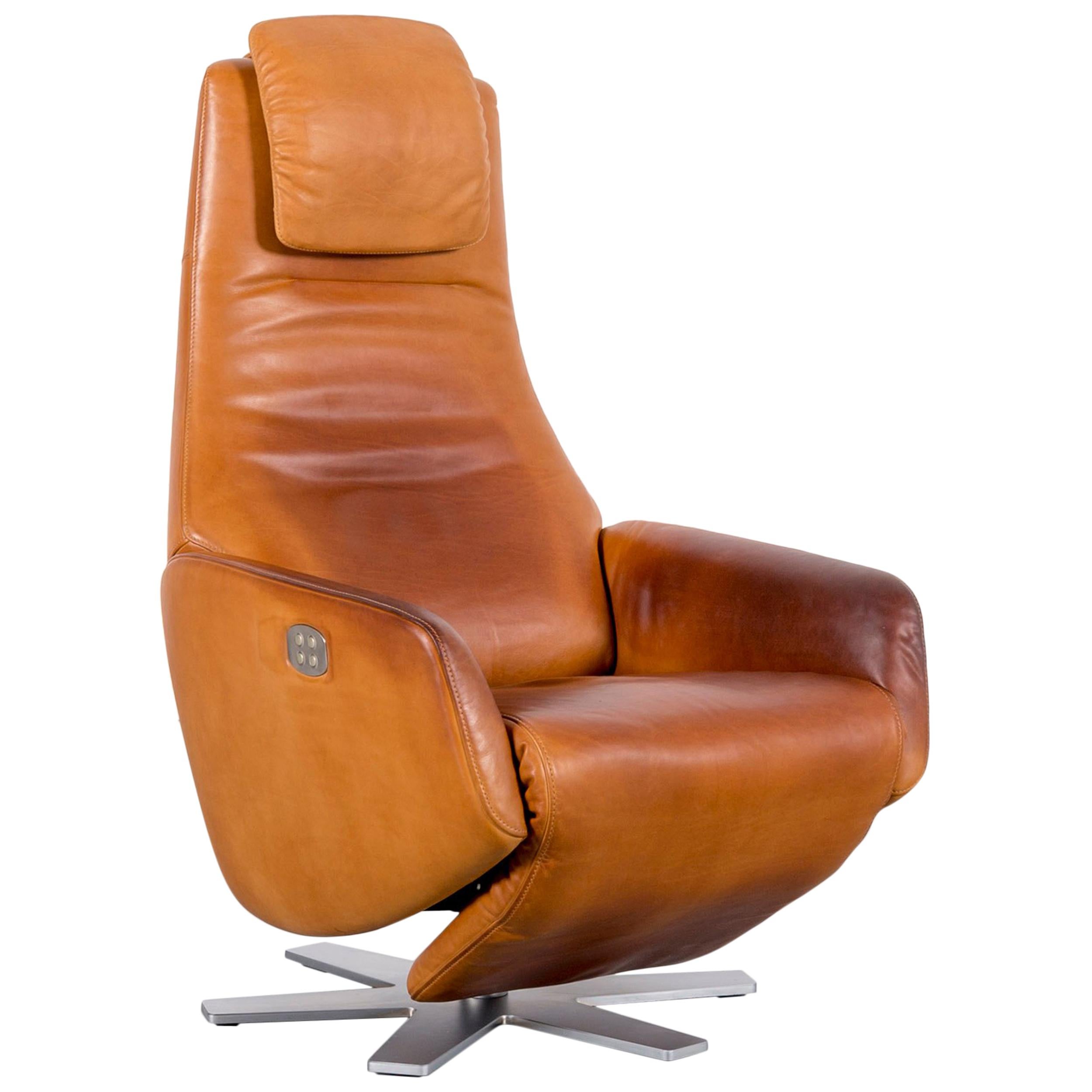 FSM Skye Designer Leather Armchair Brown One-Seat Recliner TV Chair Relax