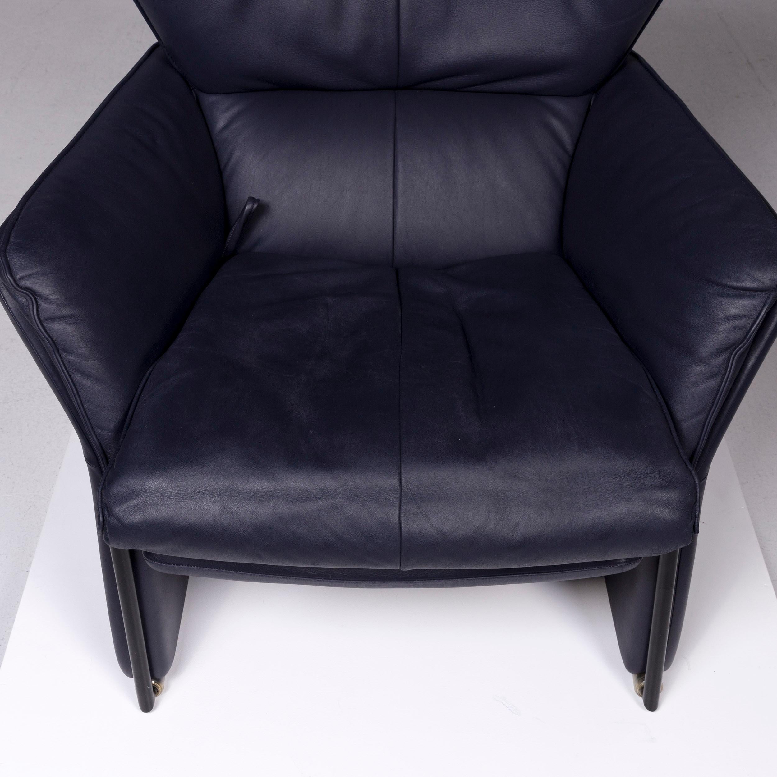 Swiss FSM Unus Leather Armchair Blue Dark Blue Relaxation Function For Sale