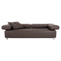 Fsm Velas Leather Sofa Gray Three-Seater Function Couch