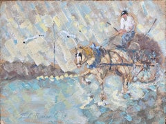 Impressionist Oil Painting of a Horse-Drawn Cart with Driver