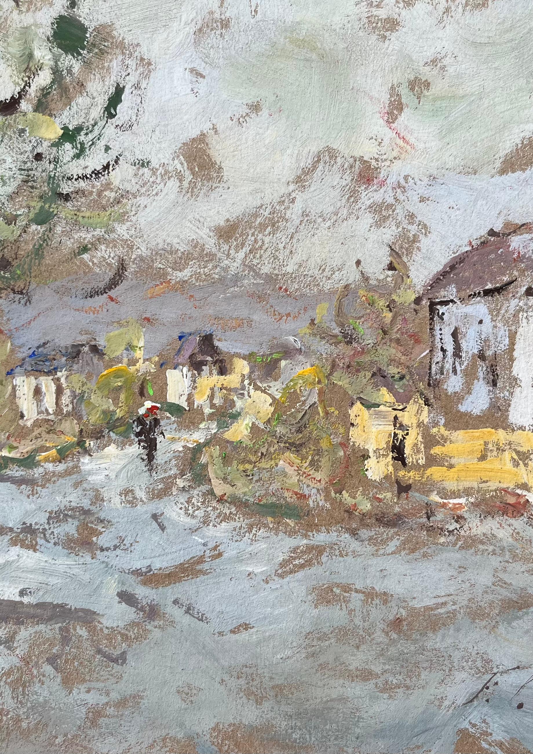 Impressionist Oil Painting of a Village Street Scene For Sale 1