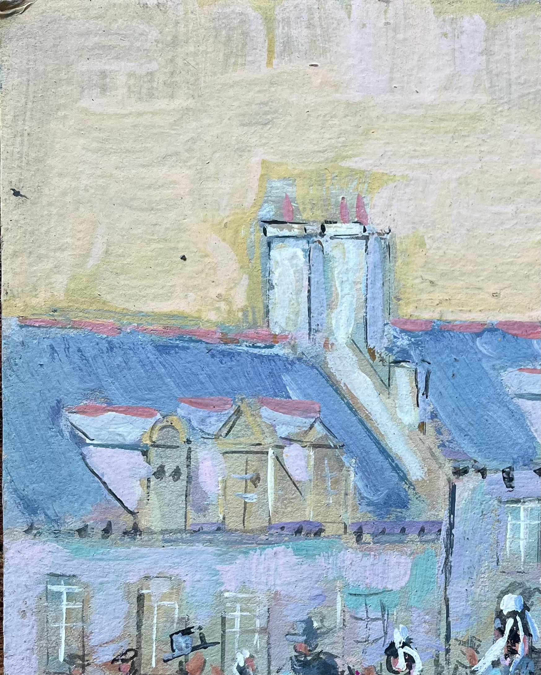 Titre : Scène de rassemblement dans un village français avec des personnages bretons et des toits en ardoise
Par F.T. Roussel
Signé : oui
Taille : 10.75 x 8.75 pouces (hauteur x largeur)
Peinture à l'huile sur carton, non encadrée
Condit : La