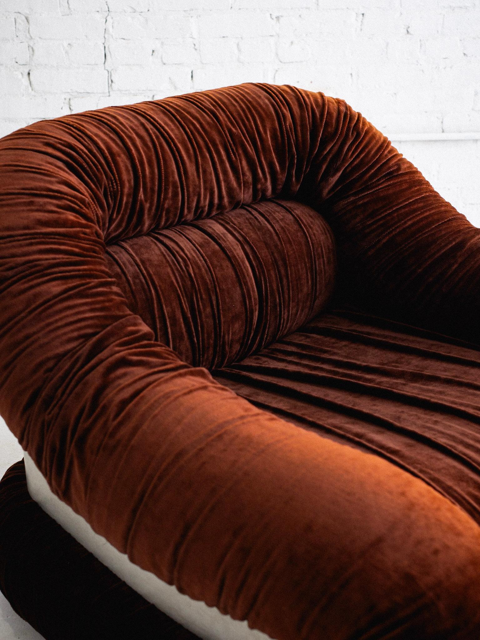 F&T Salotti Space Age Italian Velvet and Chrome Wrapped Chair In Good Condition In Brooklyn, NY