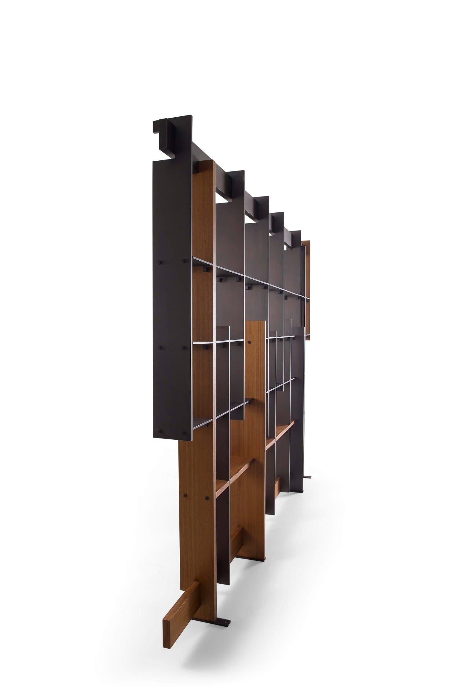 F.T.B. Bookshelf in Brass and Iroko Veneer by Busnelli For Sale 1