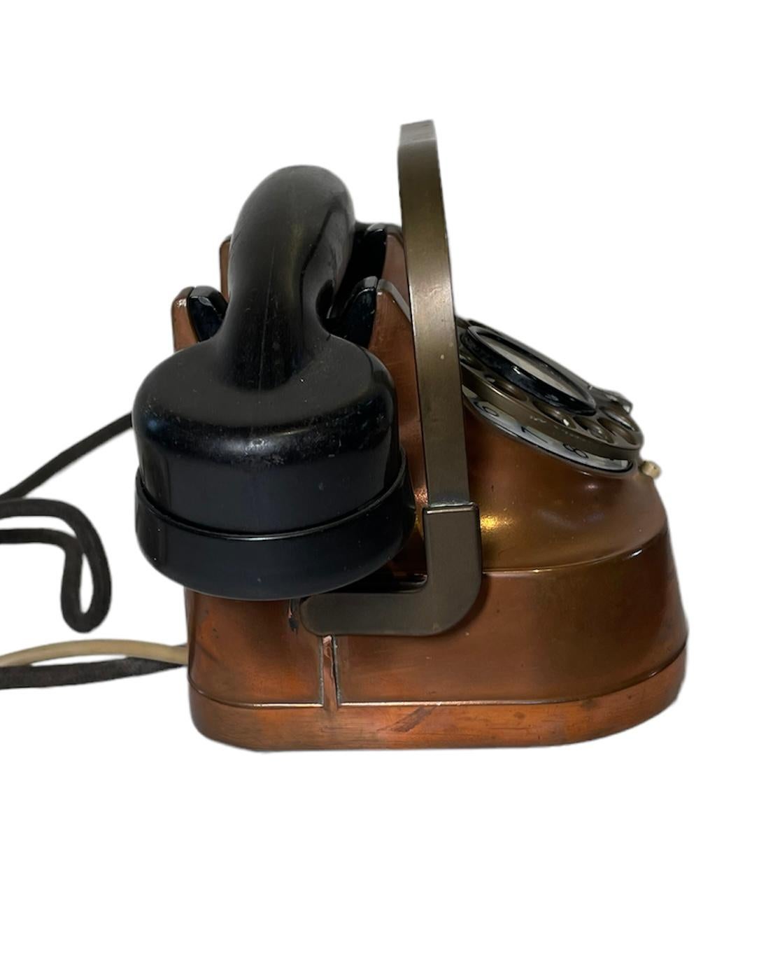 20th Century FTR Copper Rotary Dial Table / Desk Telephone For Sale